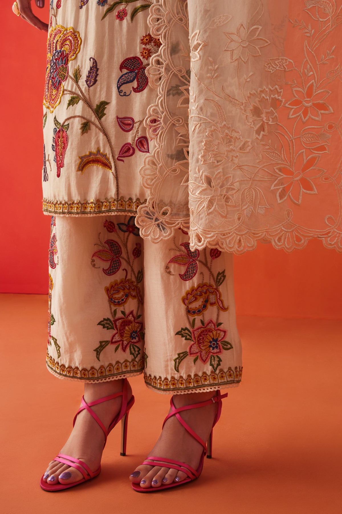 Ivory Allover Embroidered Kurta Set