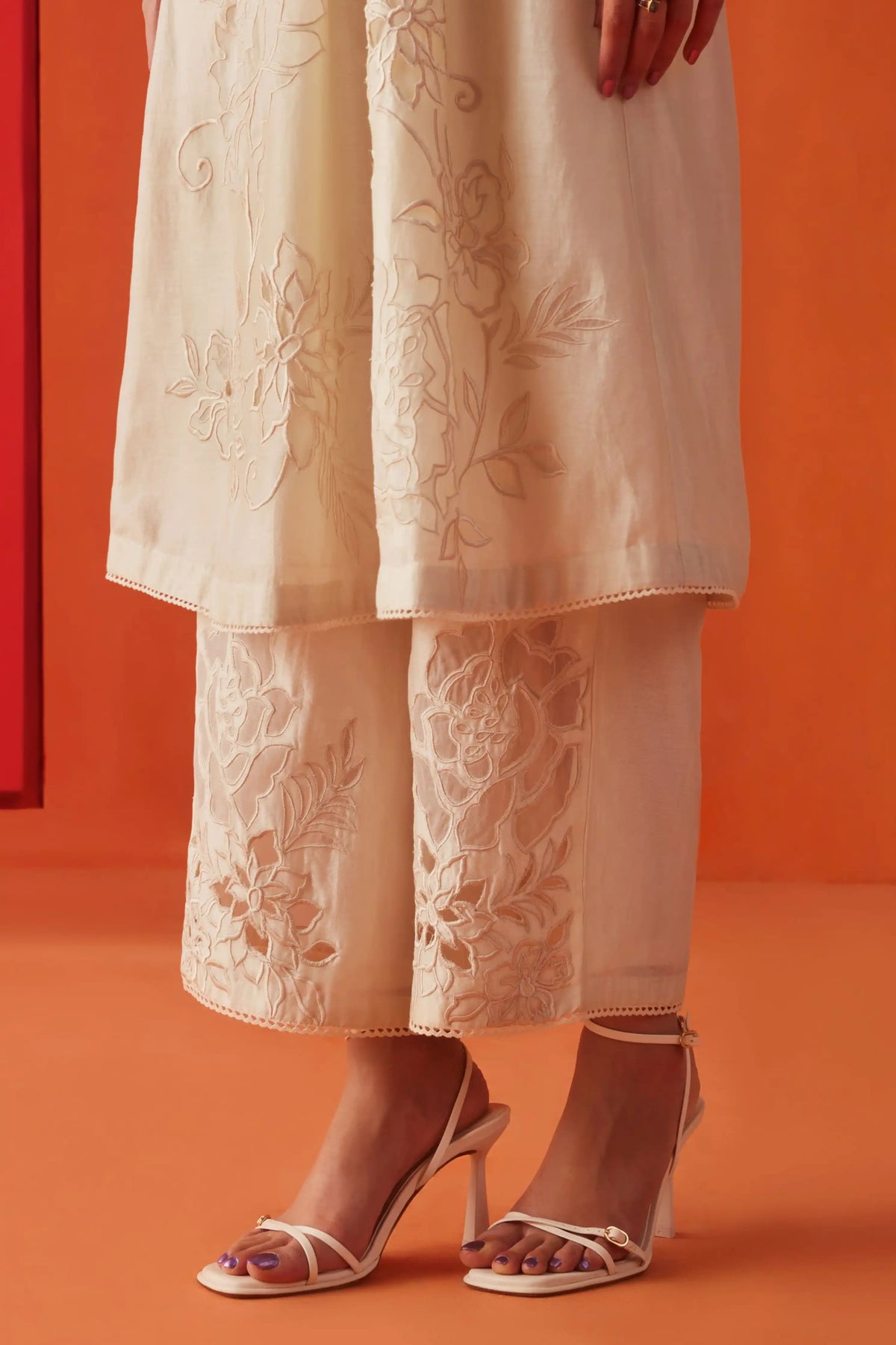 Ivory Embroidered Yoke Detail Kurta Set