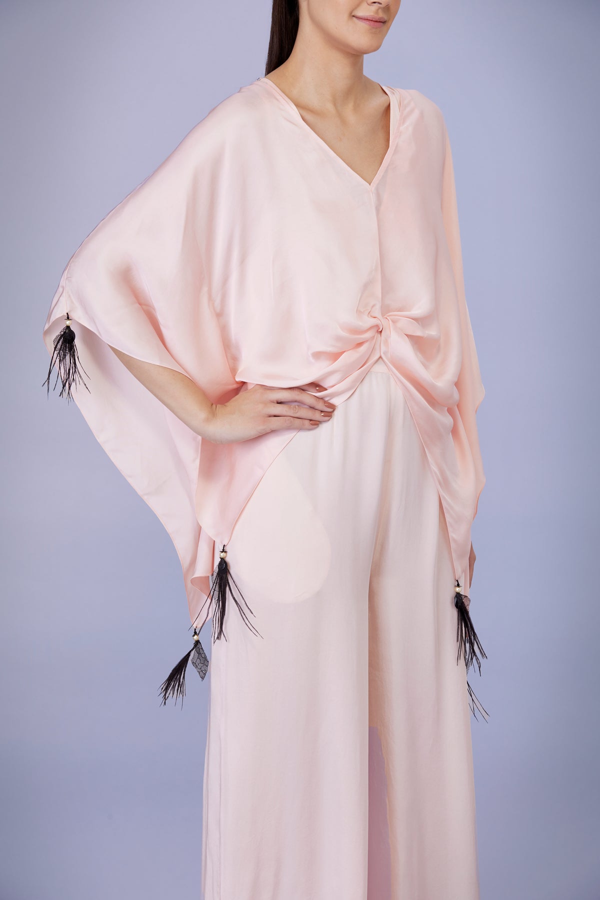 Light Peach Kaftan With Jumpsuit