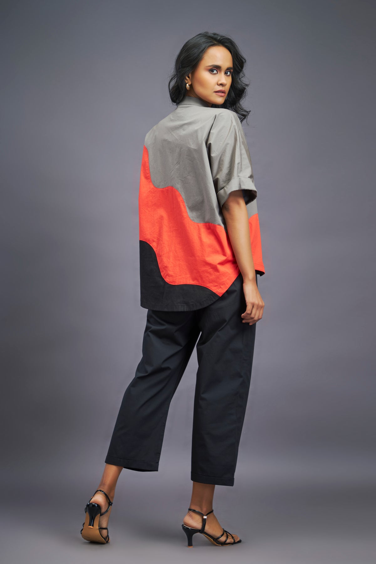 Black Orange Box Fit Shirt