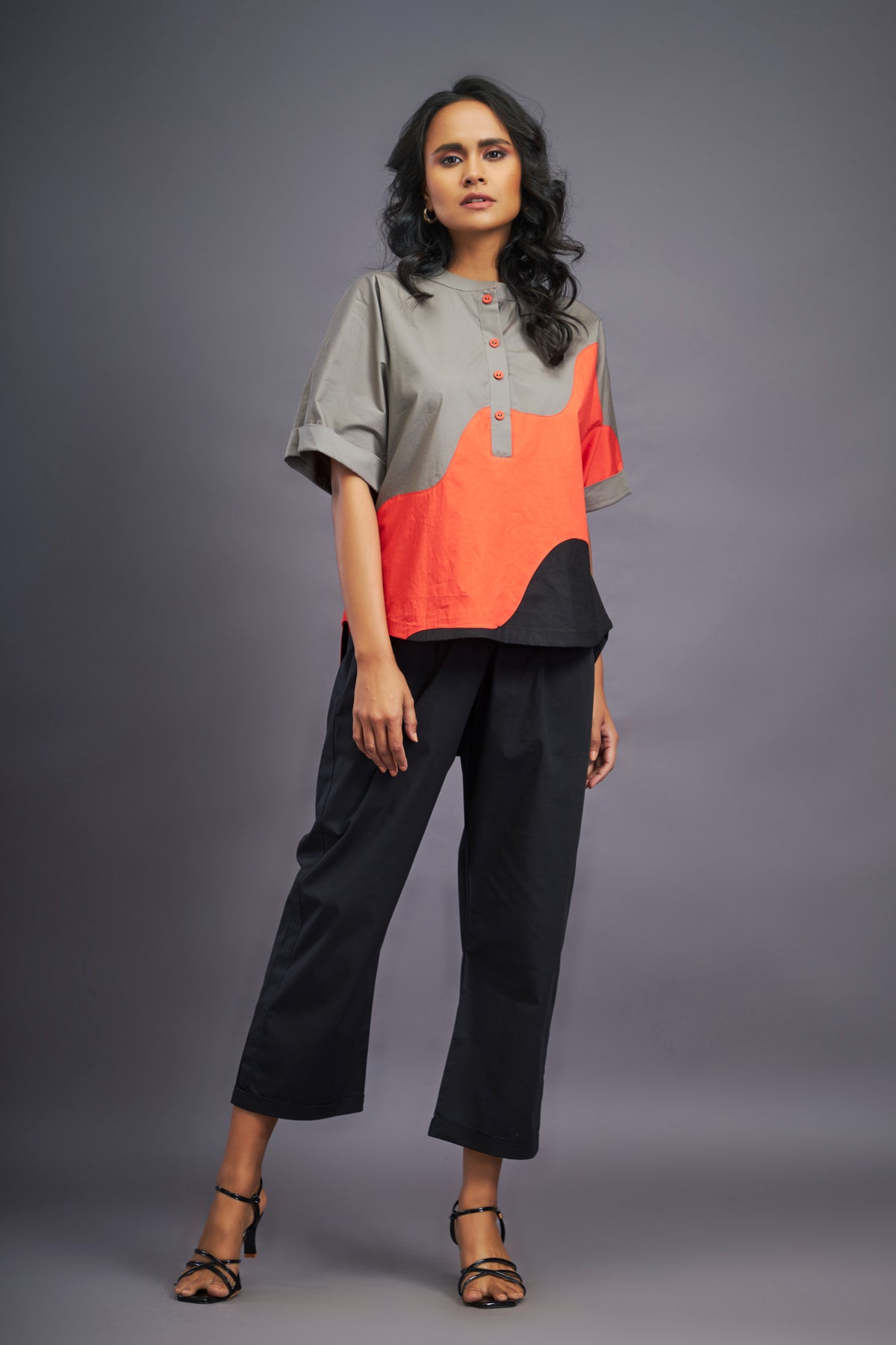 Black Orange Box Fit Shirt