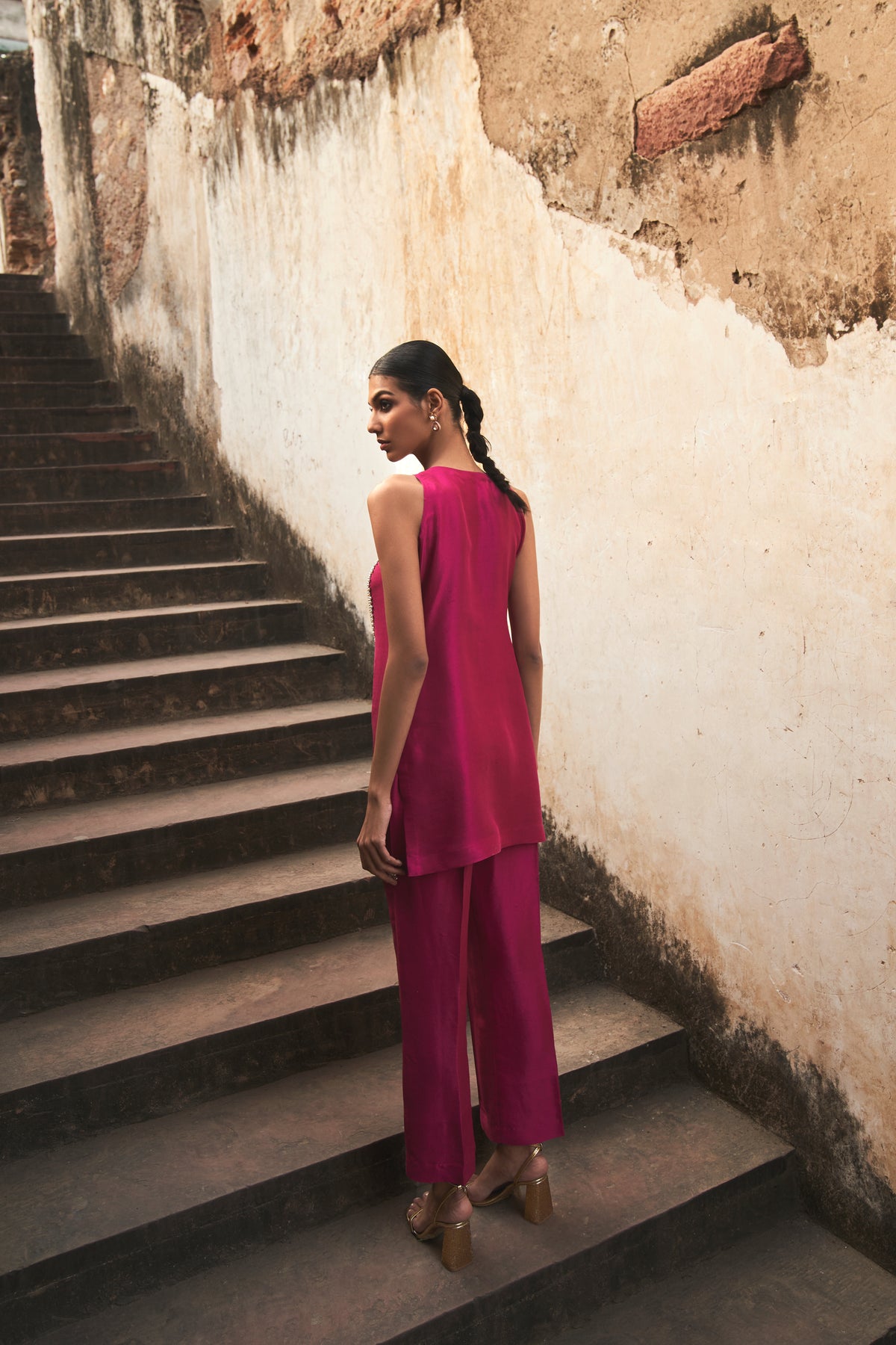 Pearl on Hot Pink Zeya Silk Set