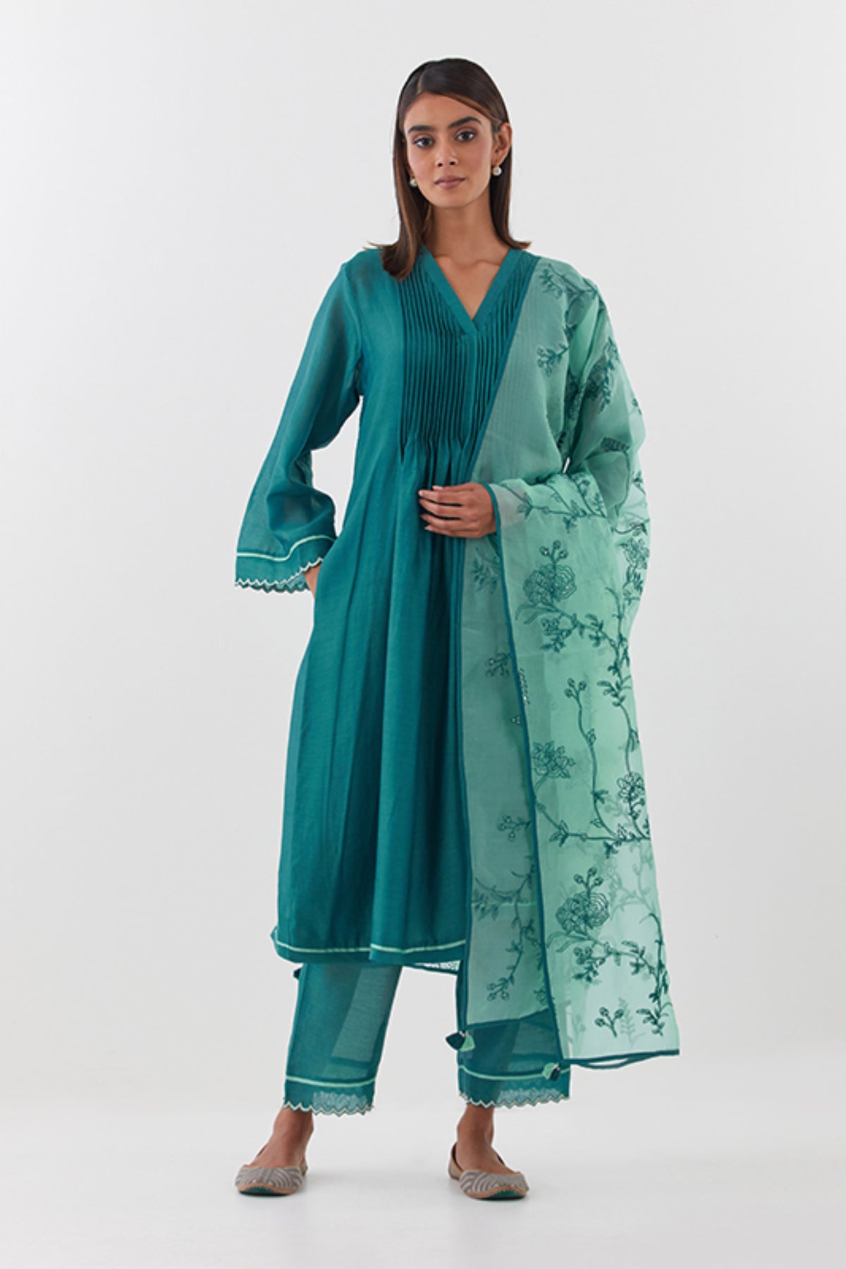 Baghban Teal Kurta Set