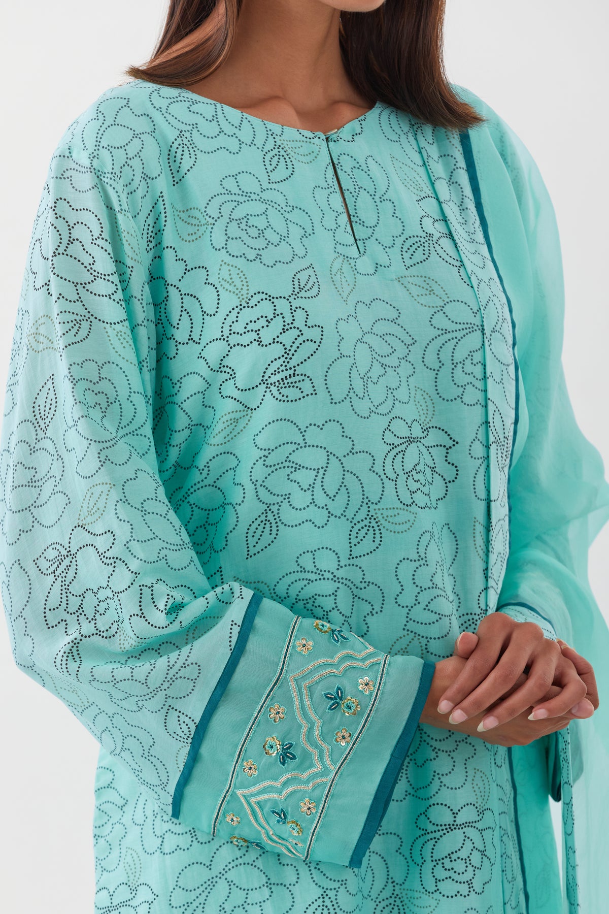 Gulposh Aqua Blue Kurta Set