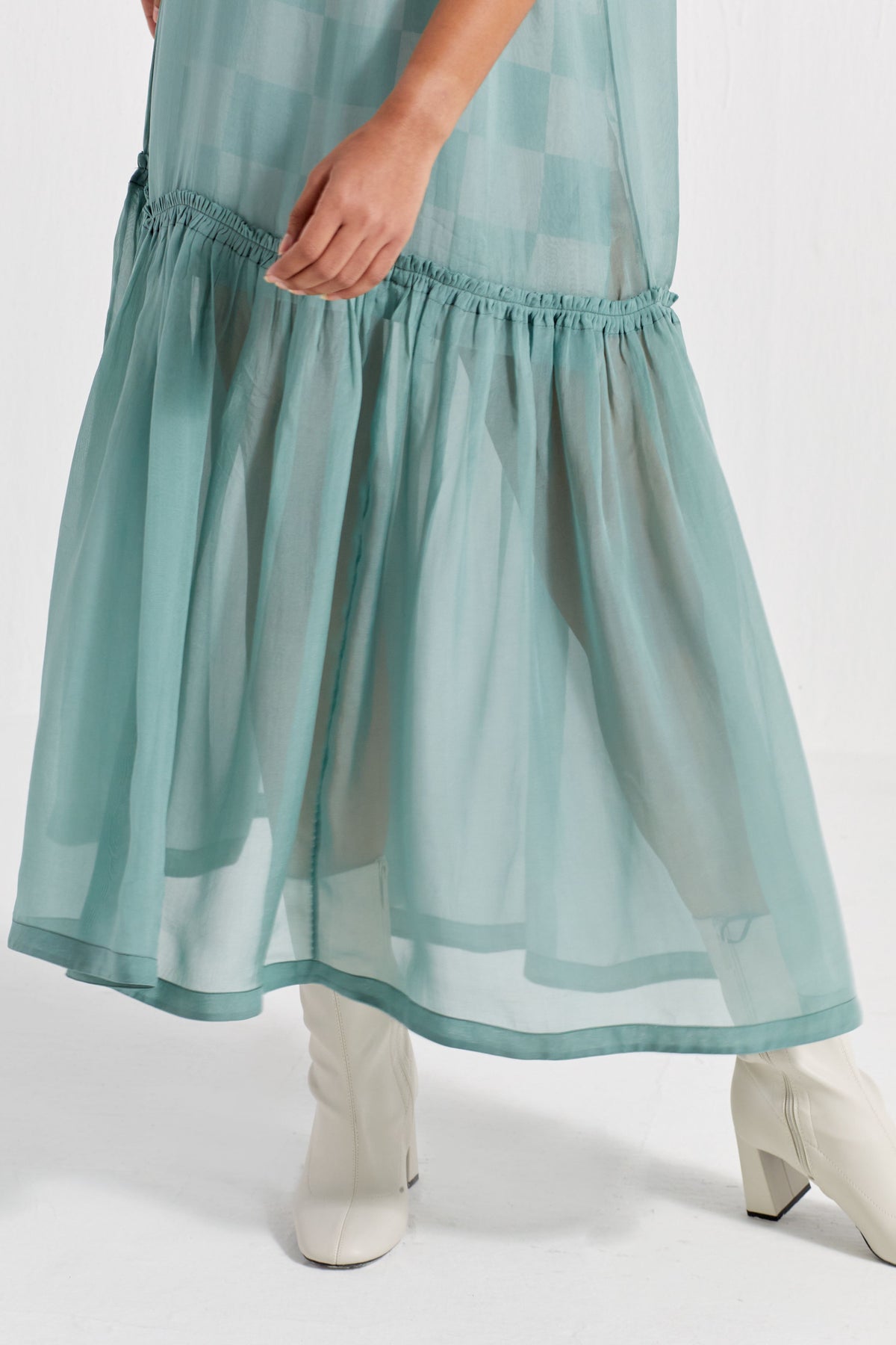 Sheer Bottom Frill Dress