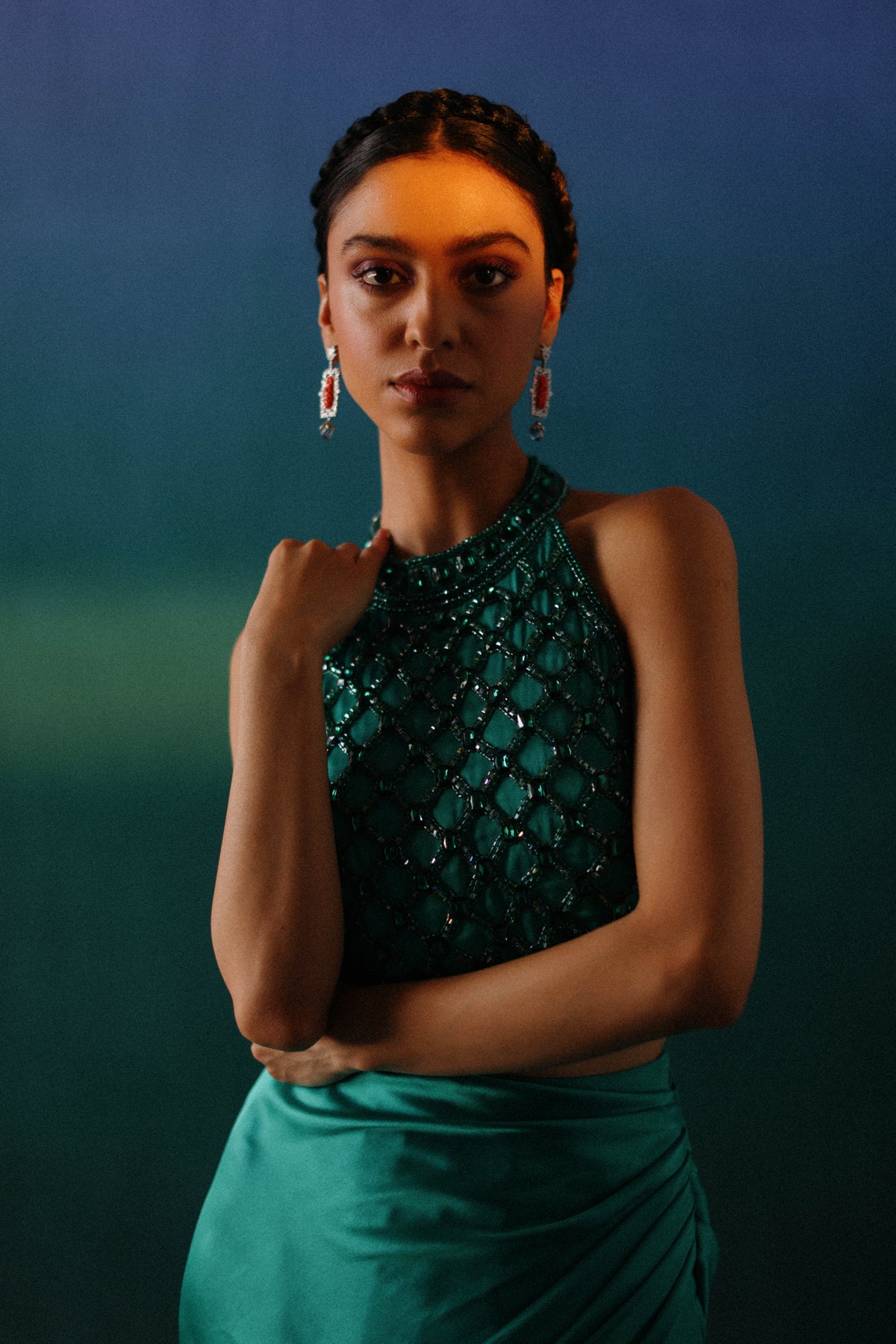 Emerald Crop Top &amp;skirt