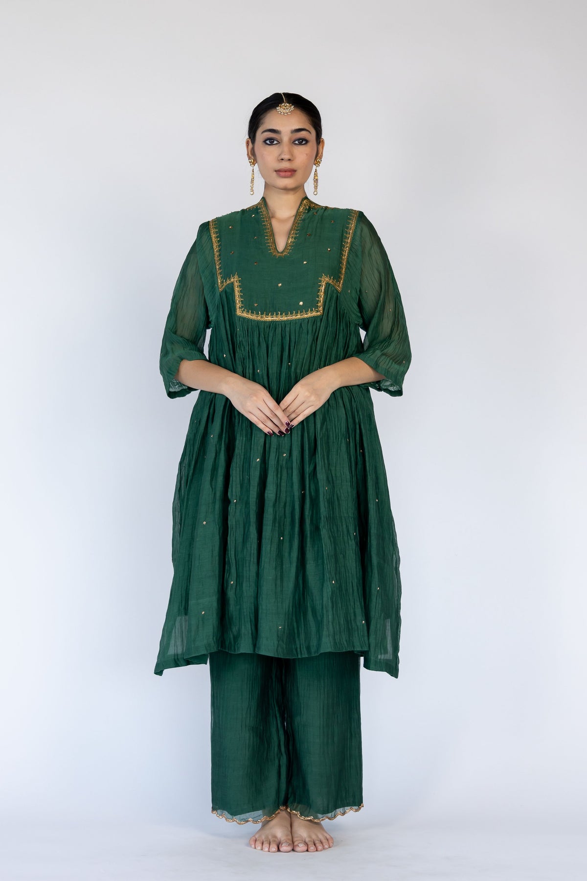 Afghani Farah Yoke Kurta Set