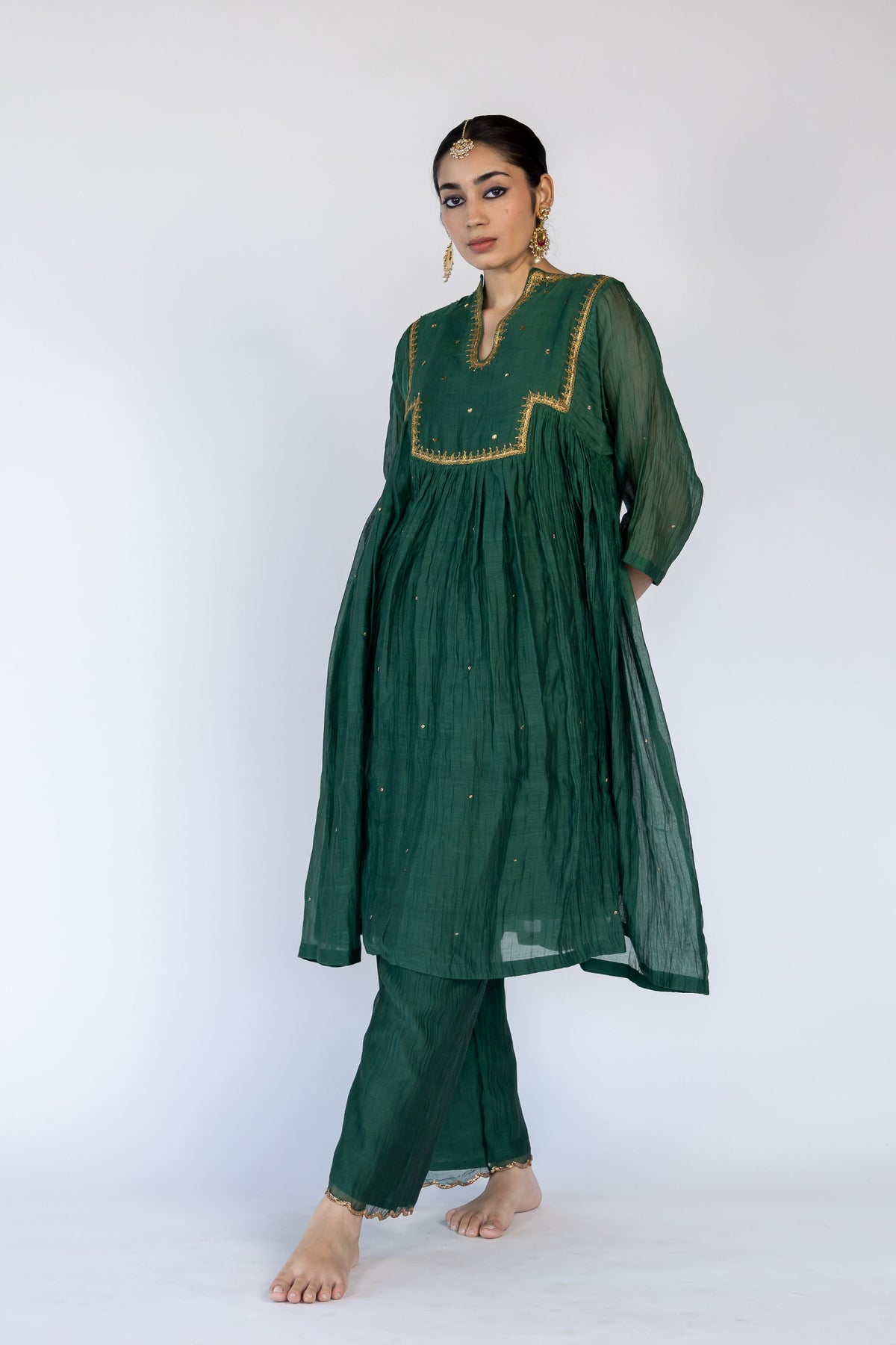 Afghani Farah Yoke Kurta Set