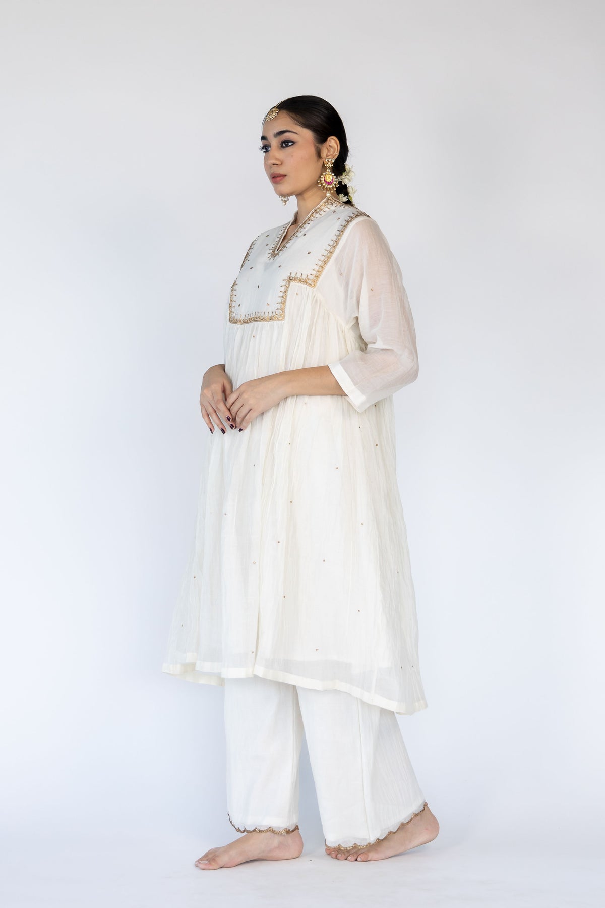 Ivory Farah Yoke Kurta Set