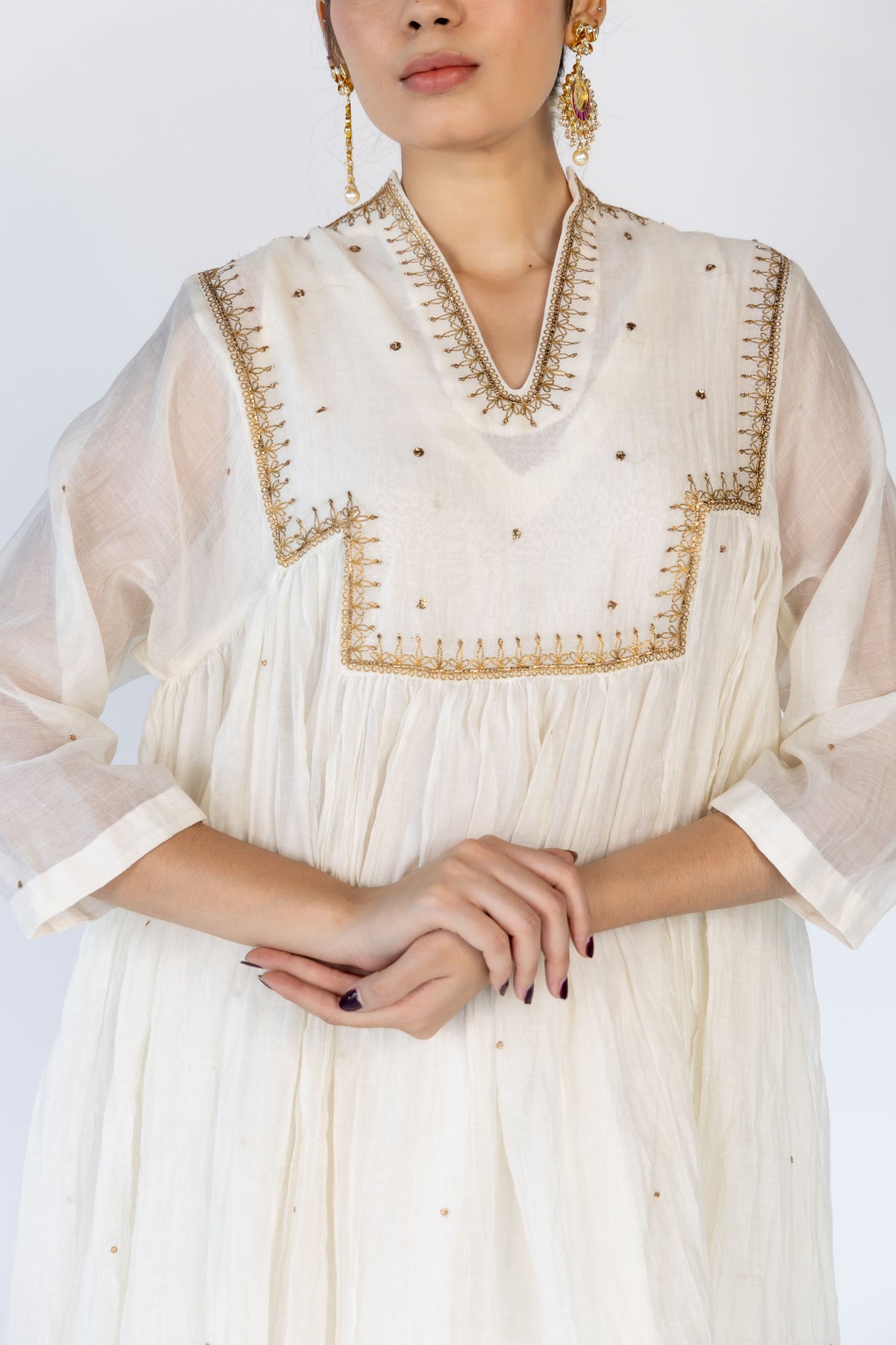 Ivory Farah Yoke Kurta Set