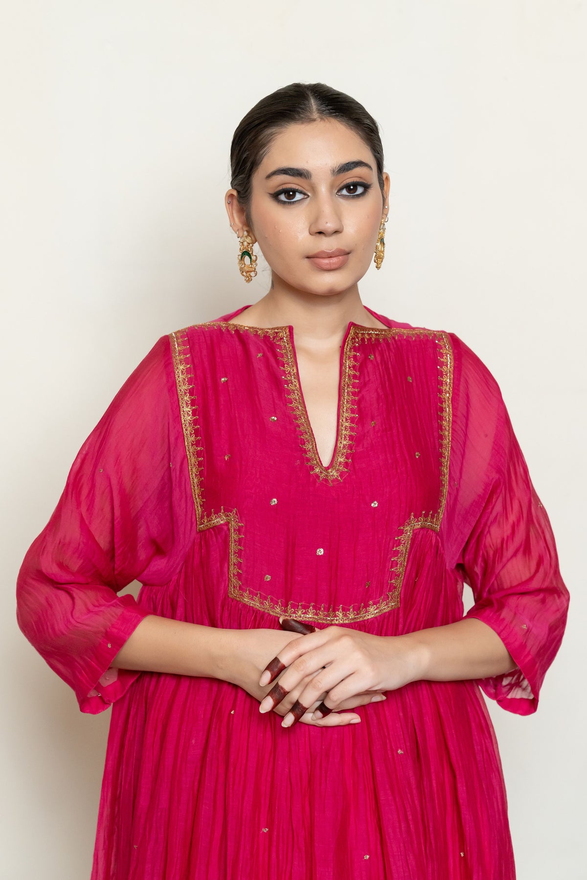 Rani Pink Farah Kurta Set