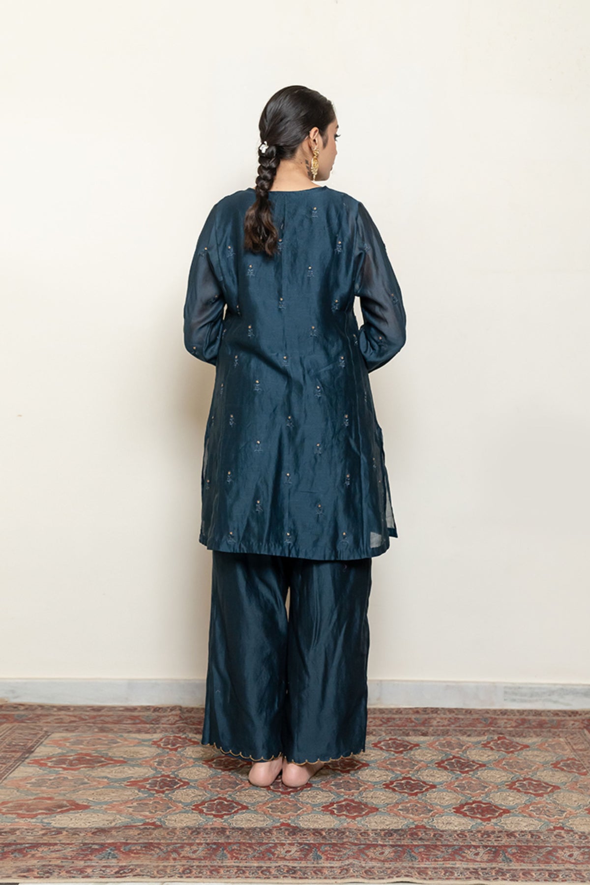 Teal Roohi Kalidaar Kurta