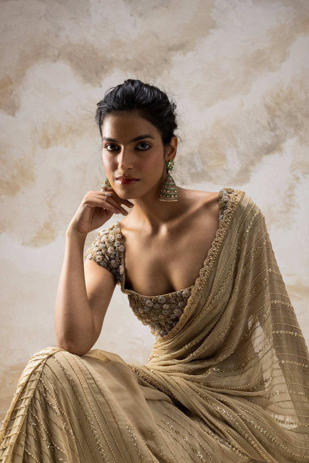 Gold Embellished Saree