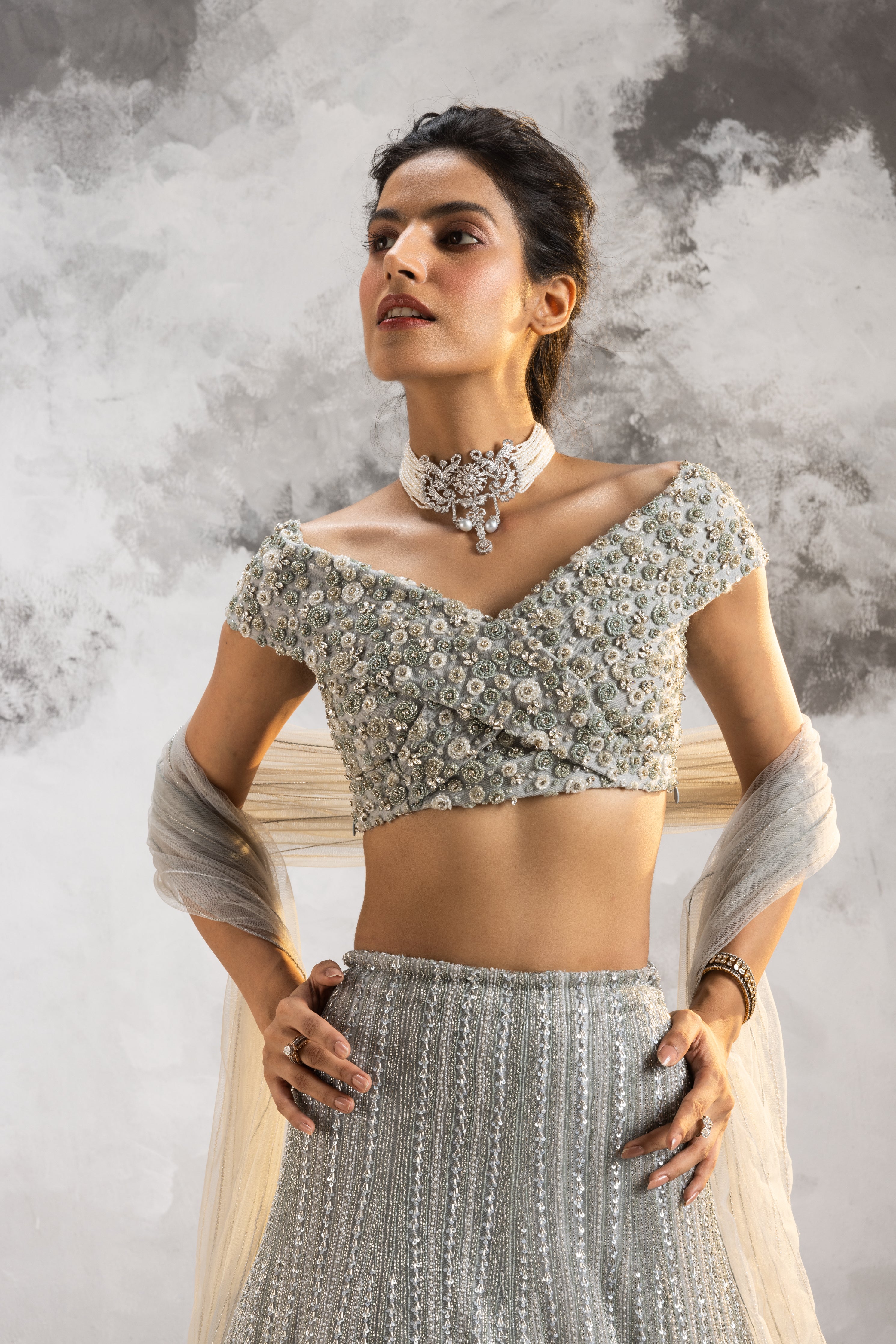 Lavender Off Shoulder Lehenga – VAMA DESIGNS Indian Bridal Couture