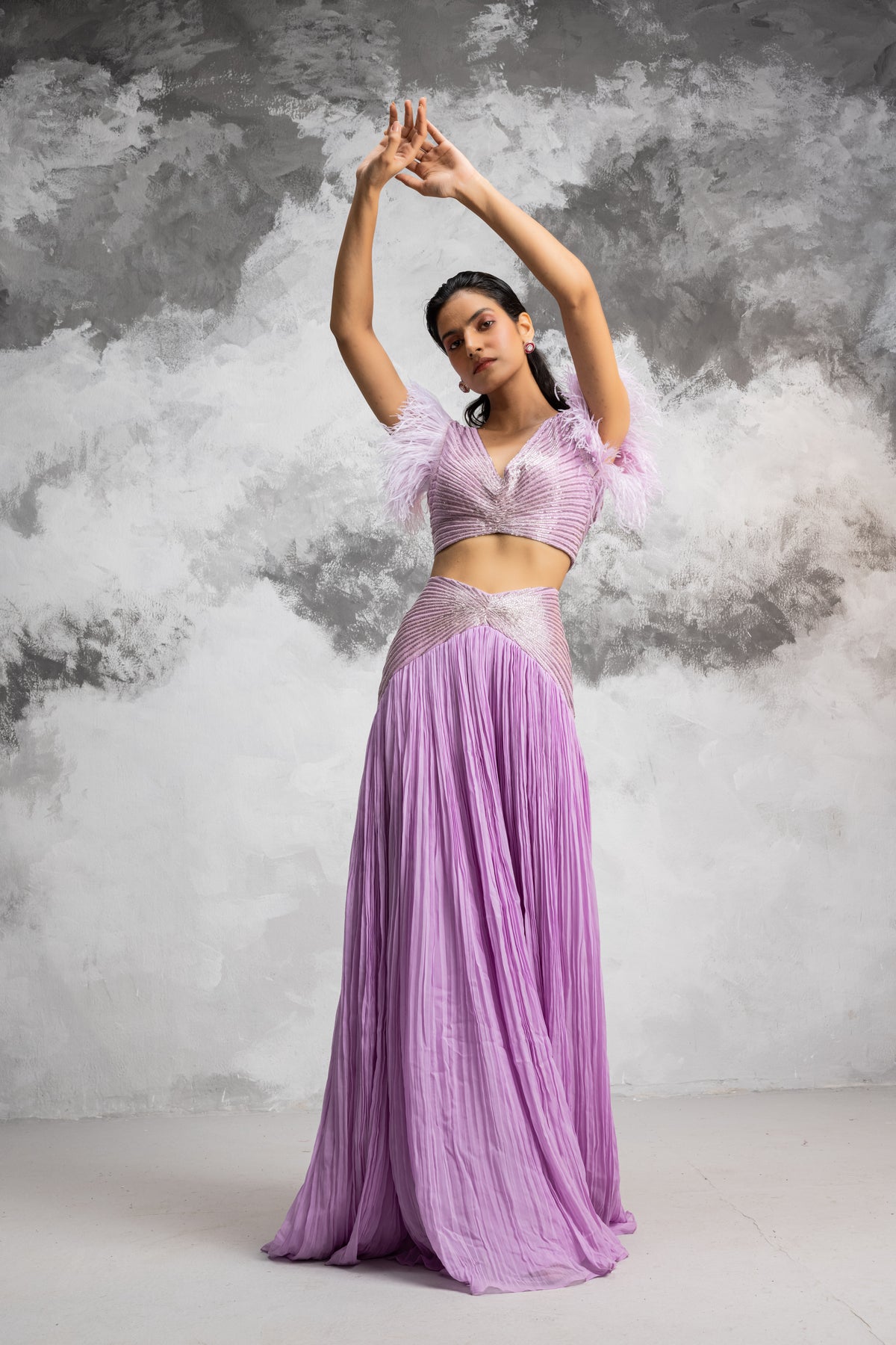 Lilac Embroidered Lehenga Set