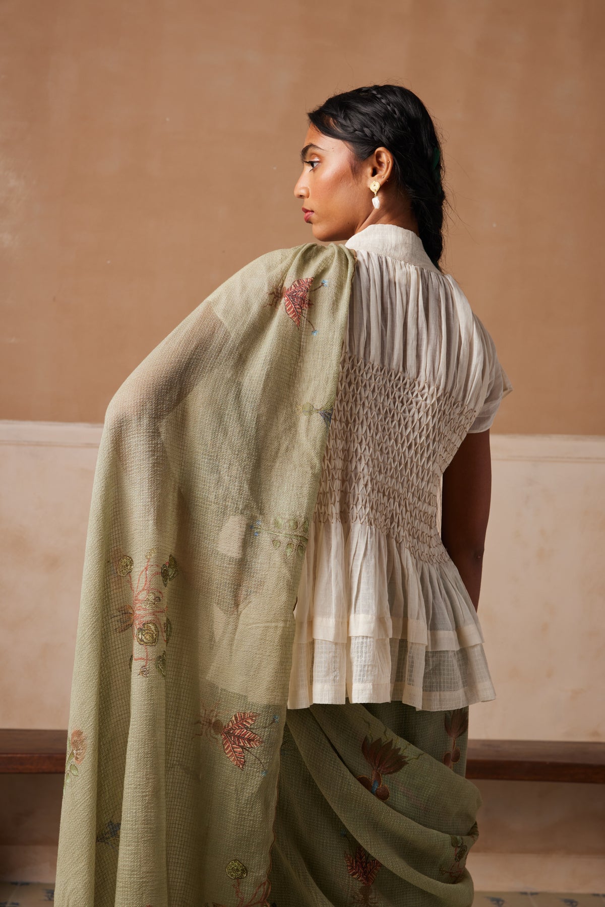 Fern Smocked Saree