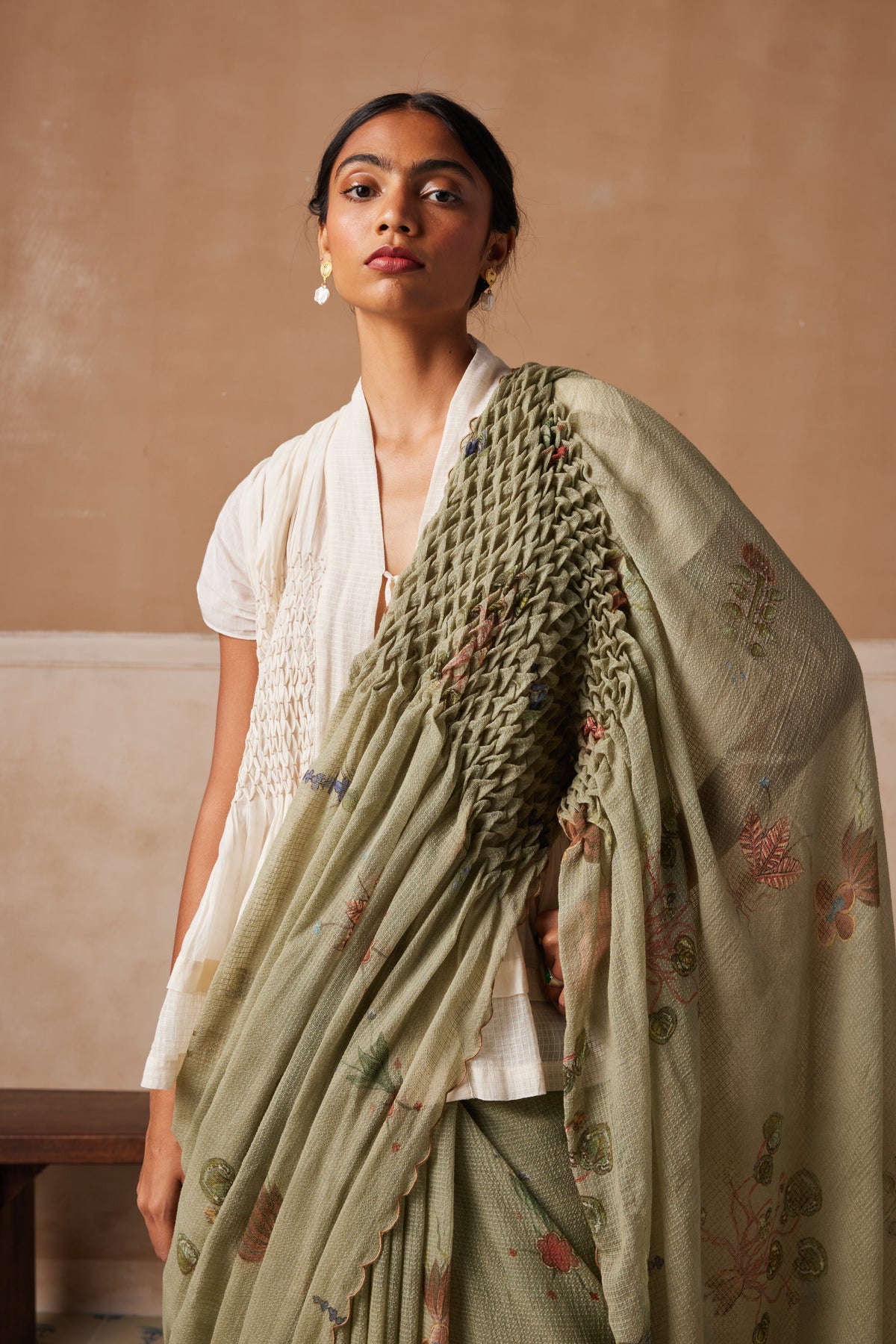 Fern Smocked Saree