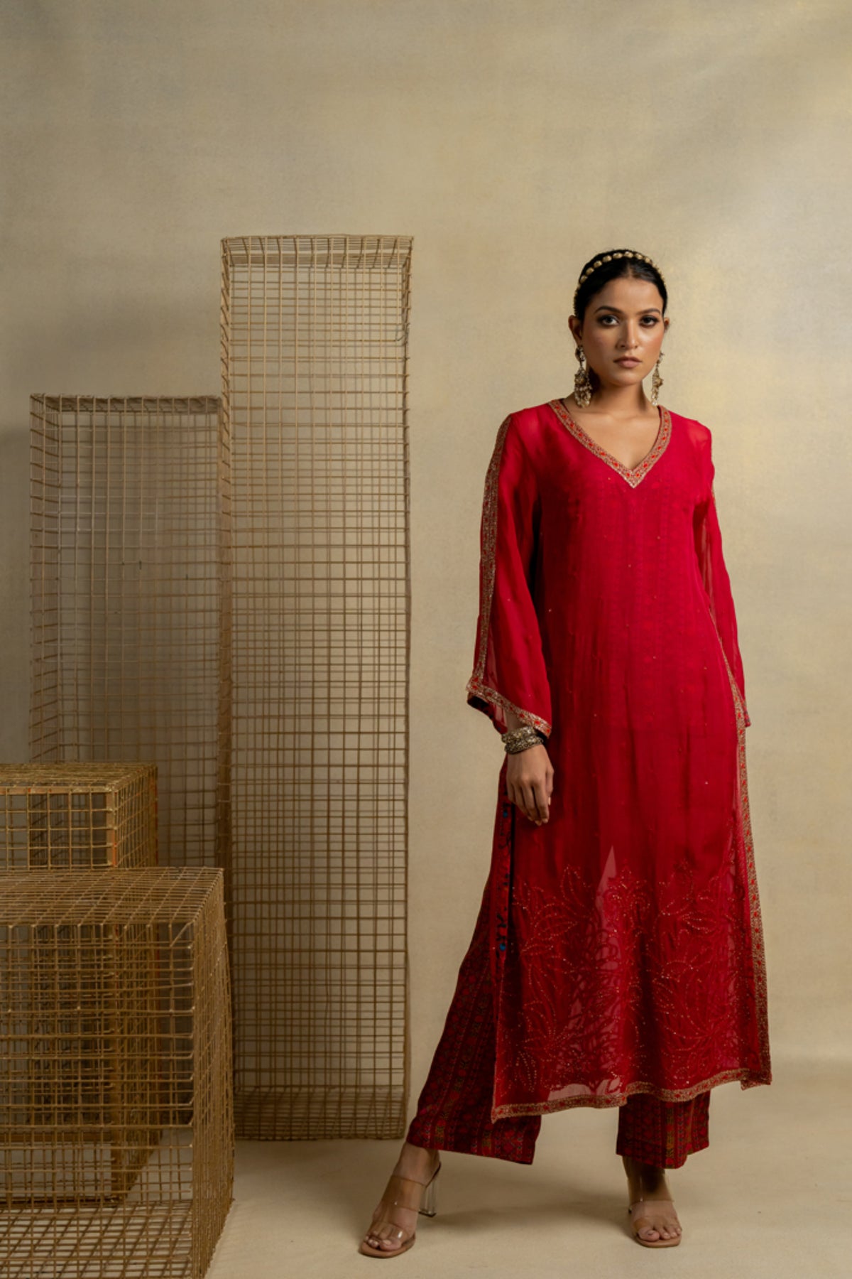 Gulal Organza Kurta Set