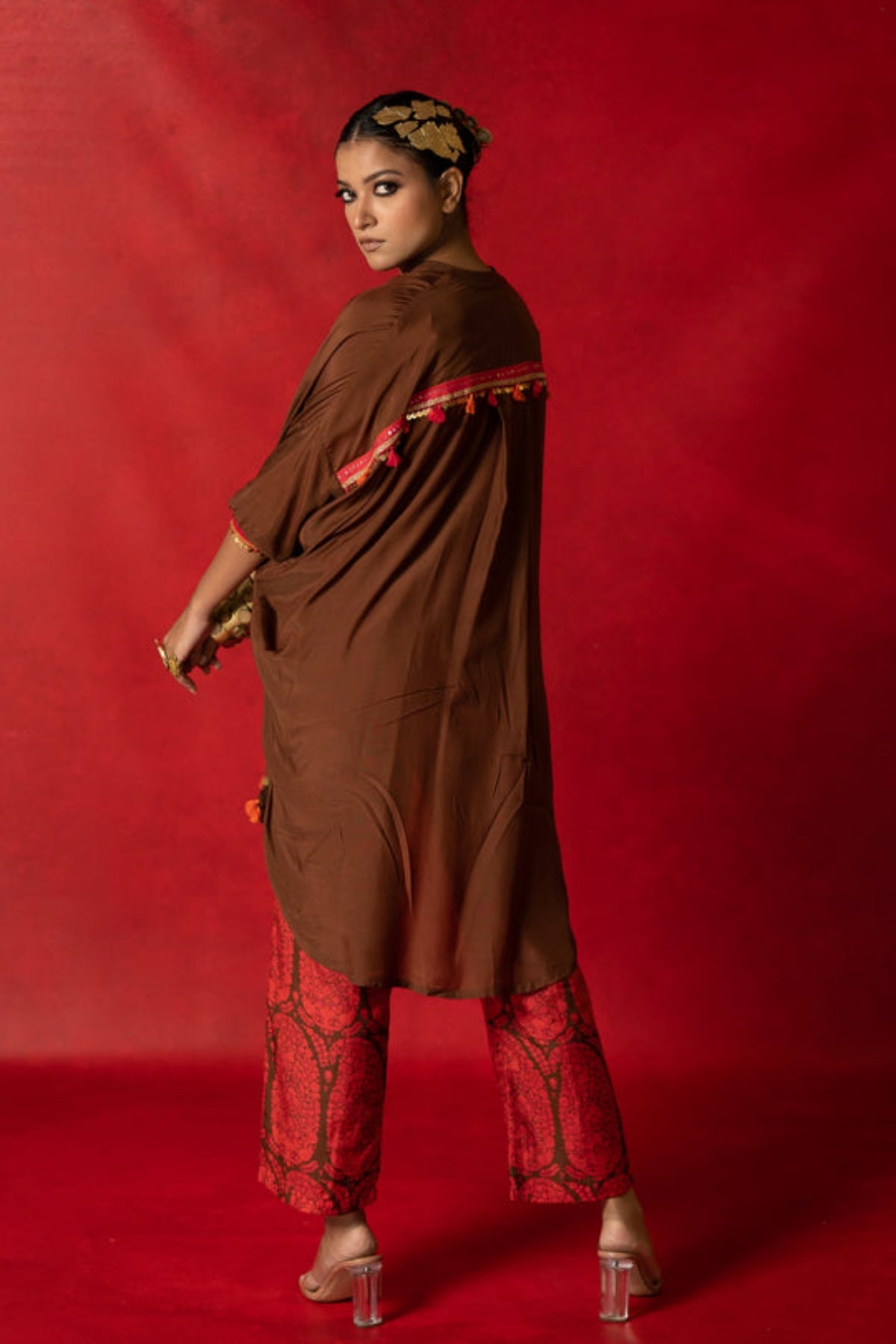 Brown Plain Oversized Kurta Set