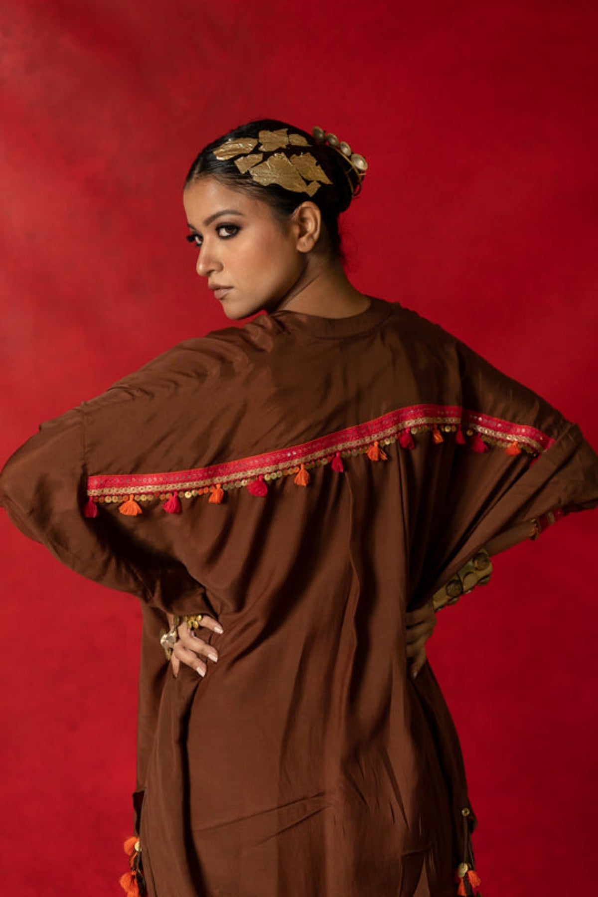 Brown Plain Oversized Kurta Set