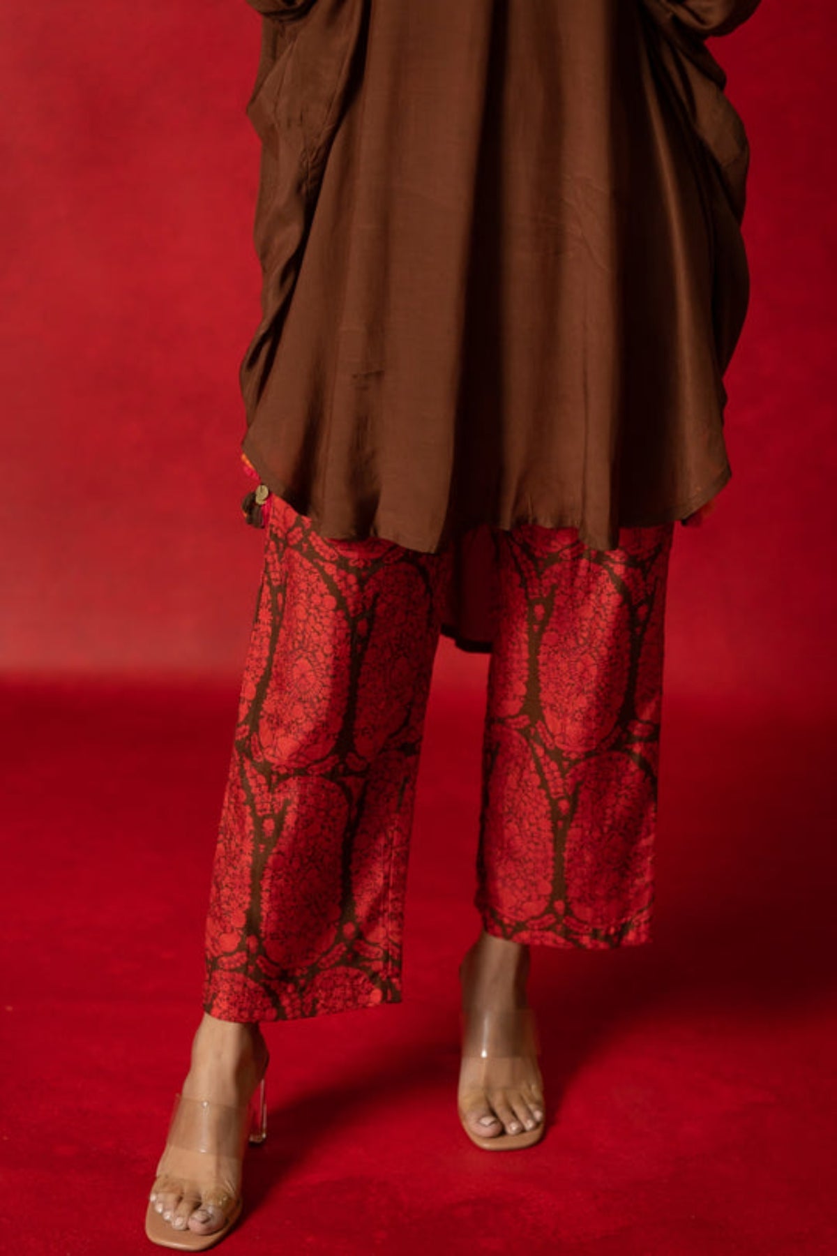 Brown Plain Oversized Kurta Set