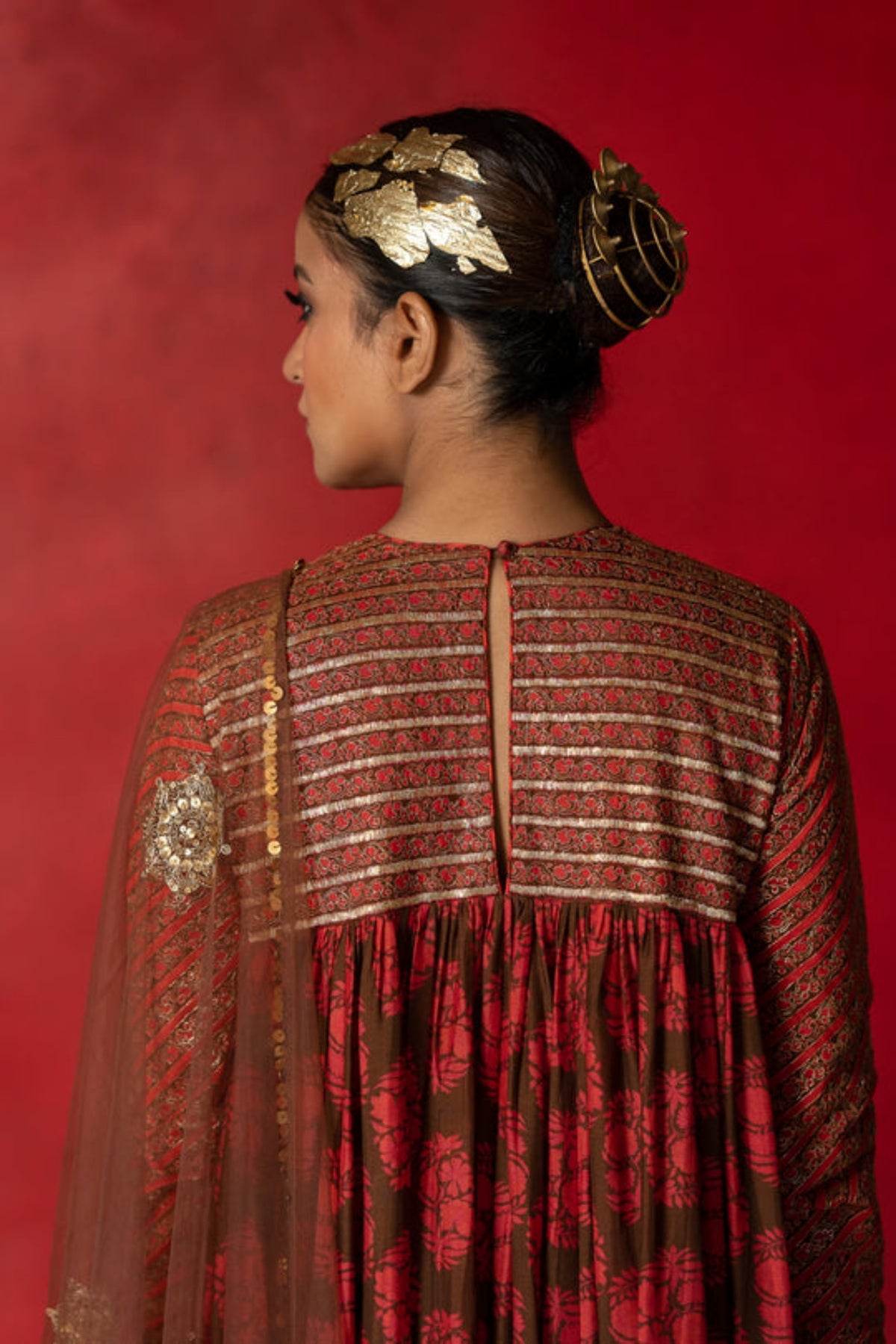 Brown Tulle Dupatta