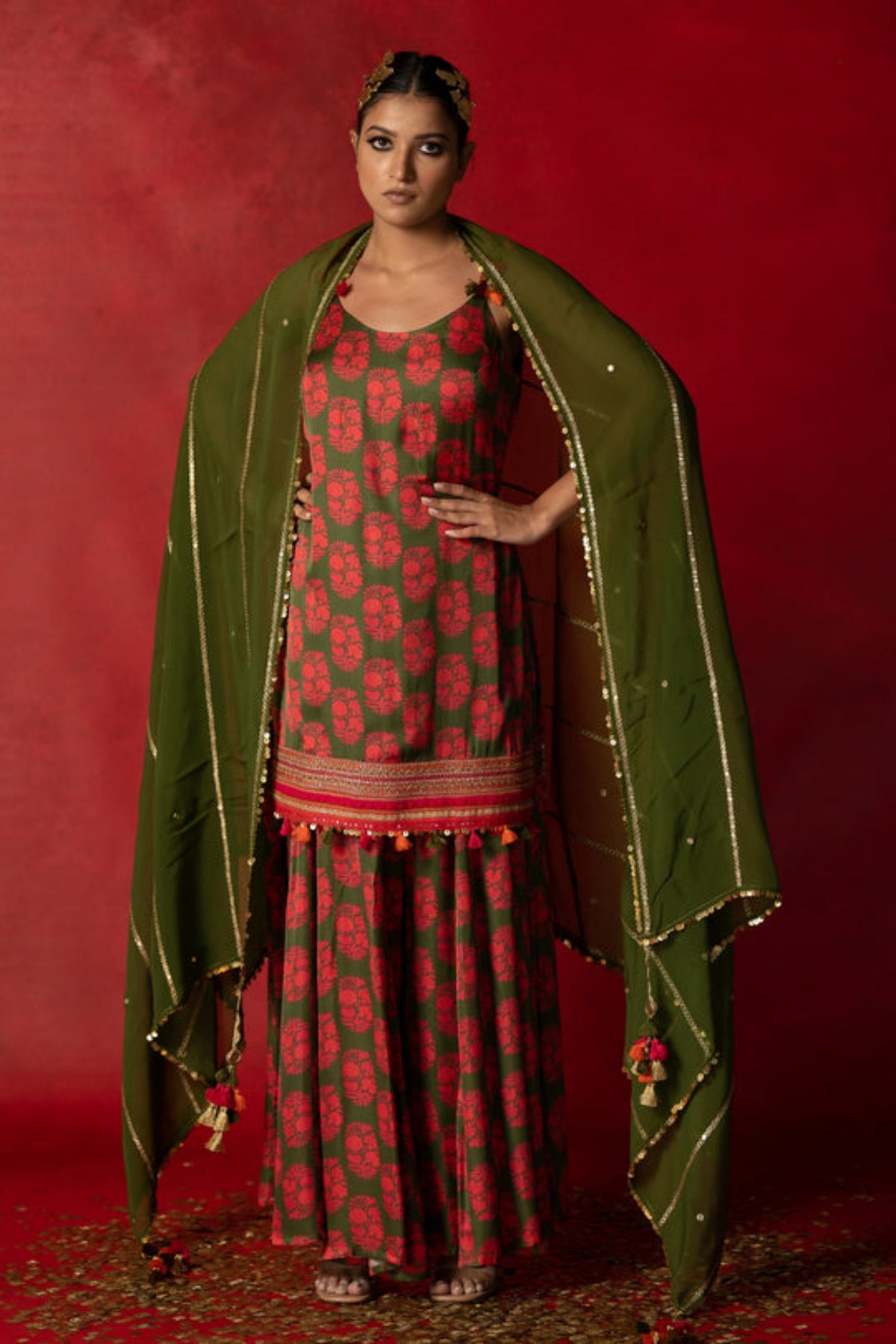 Olive Green  Sharara Set