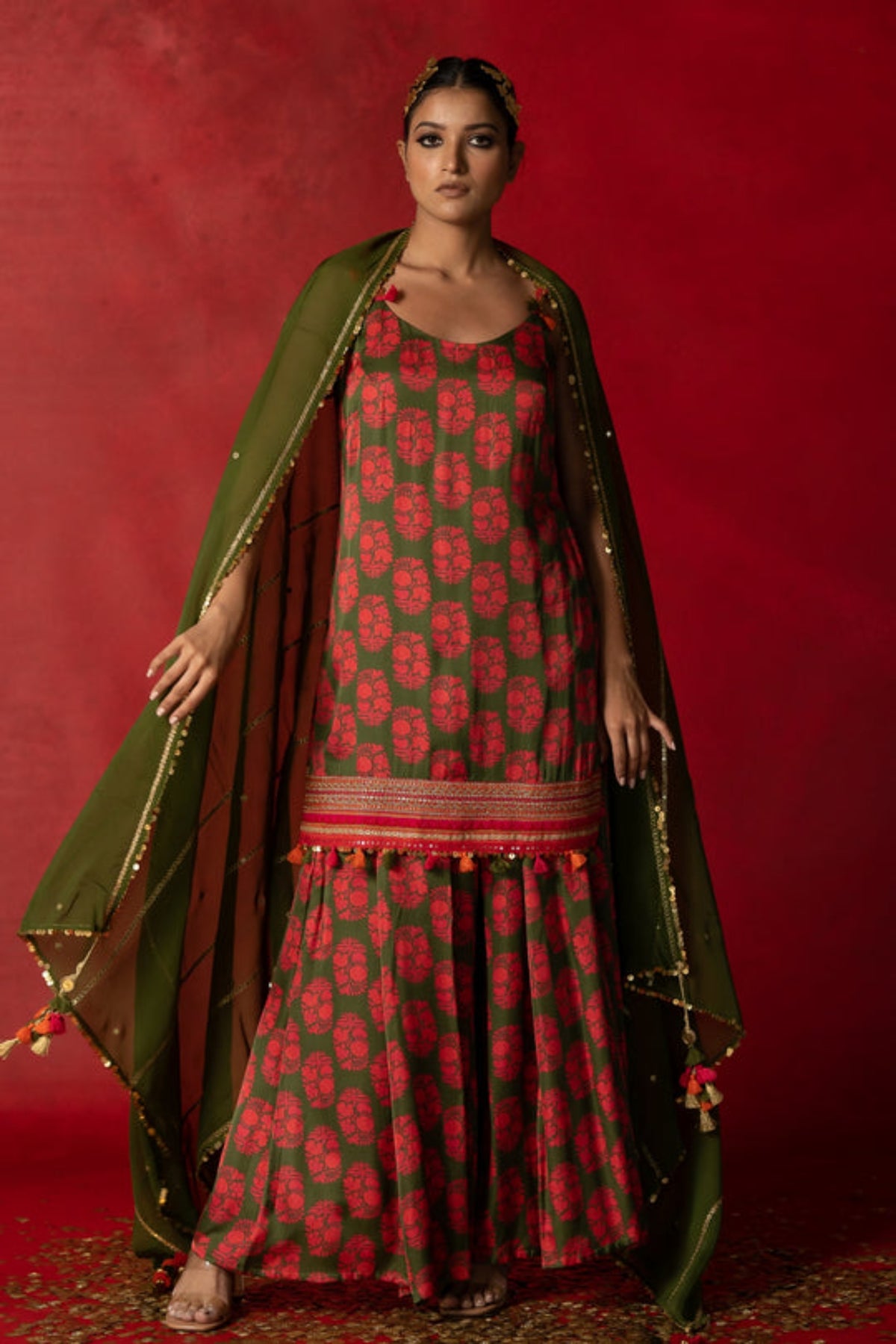 Olive Green  Sharara Set