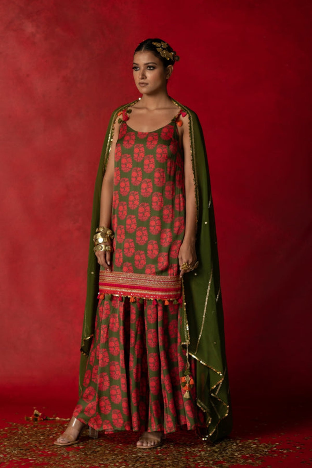 Olive Green  Sharara Set