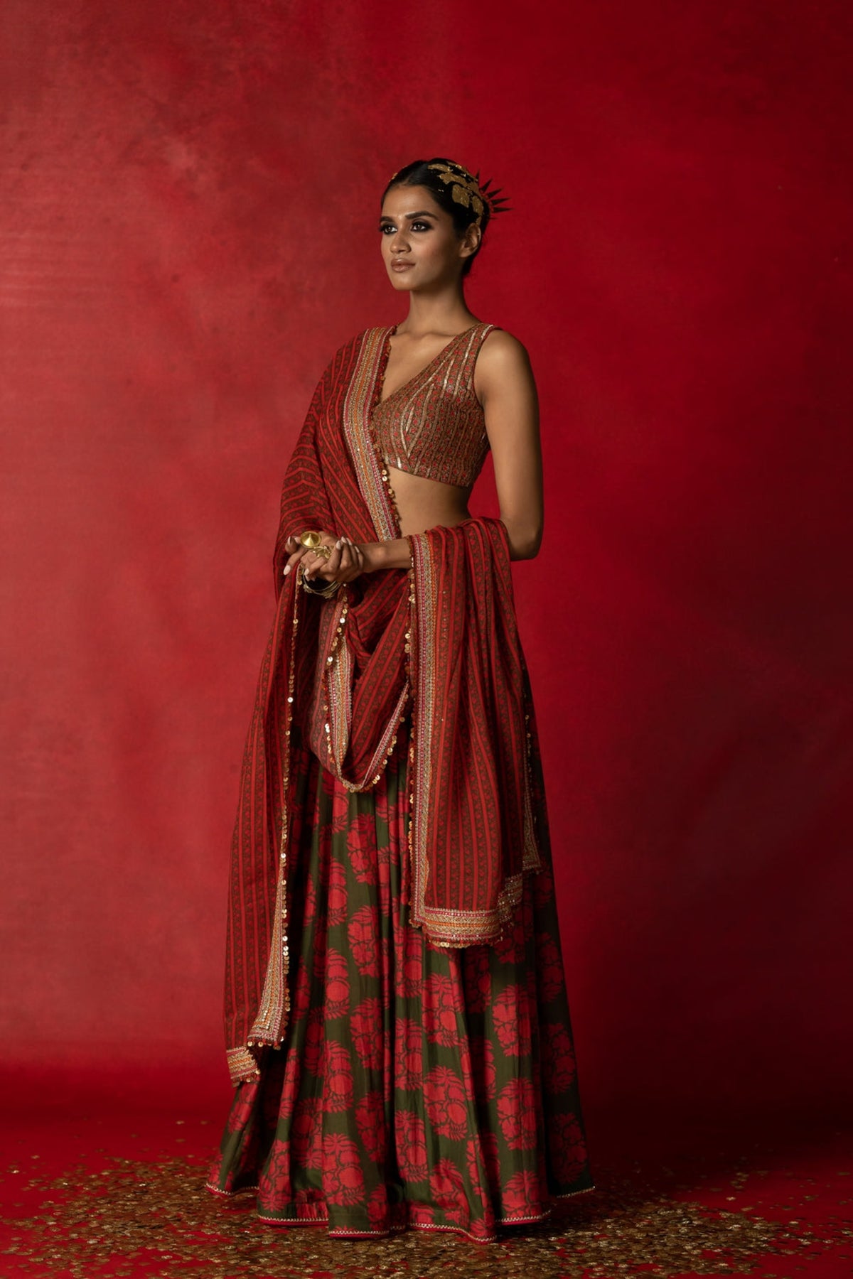 Olive Green Lehenga Set