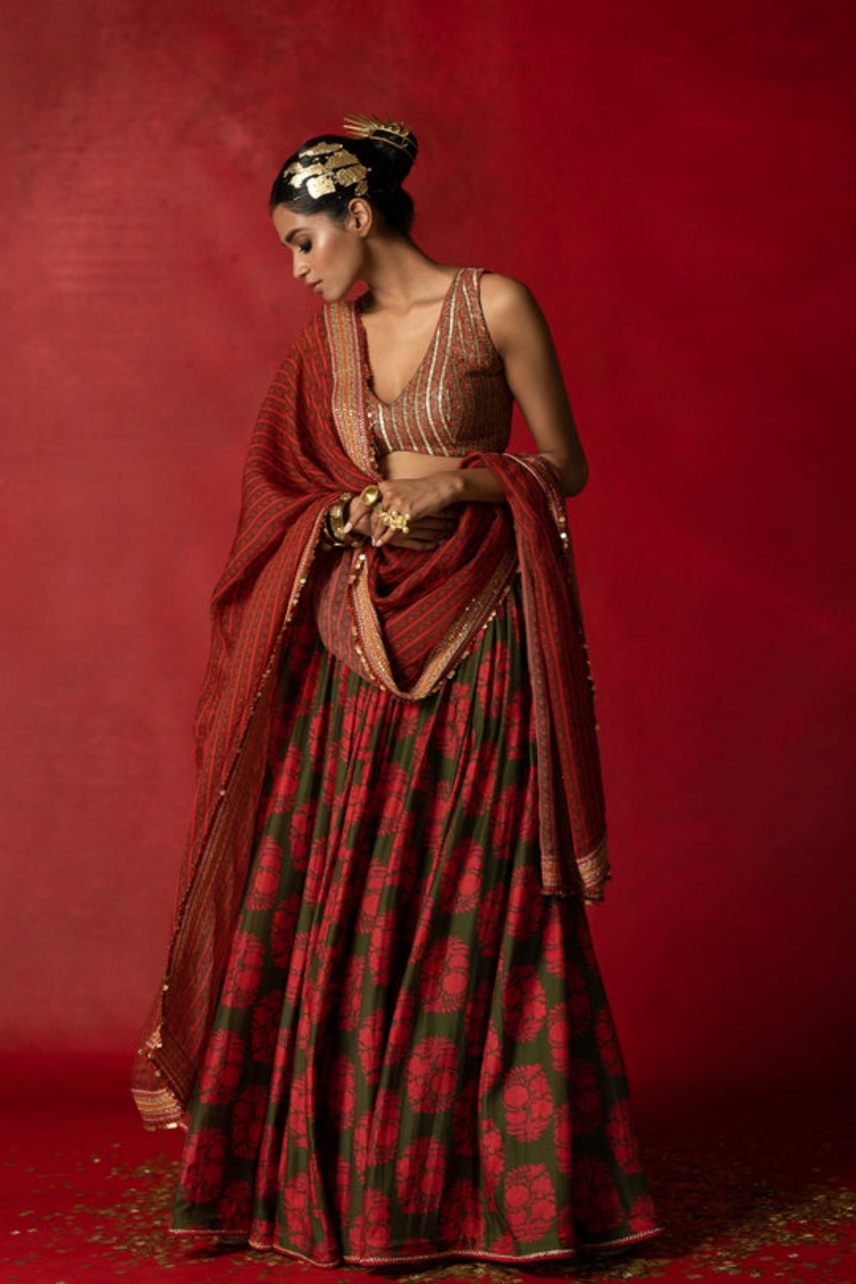 Olive Green Lehenga Set