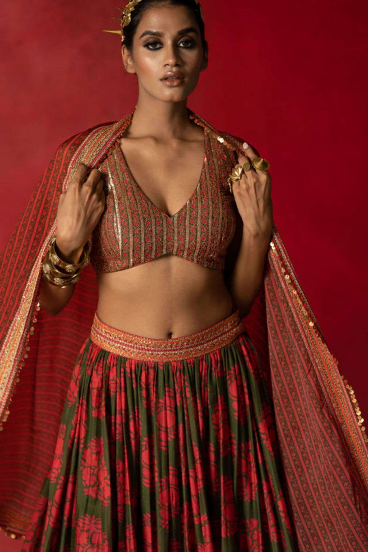 Olive Green Lehenga Set