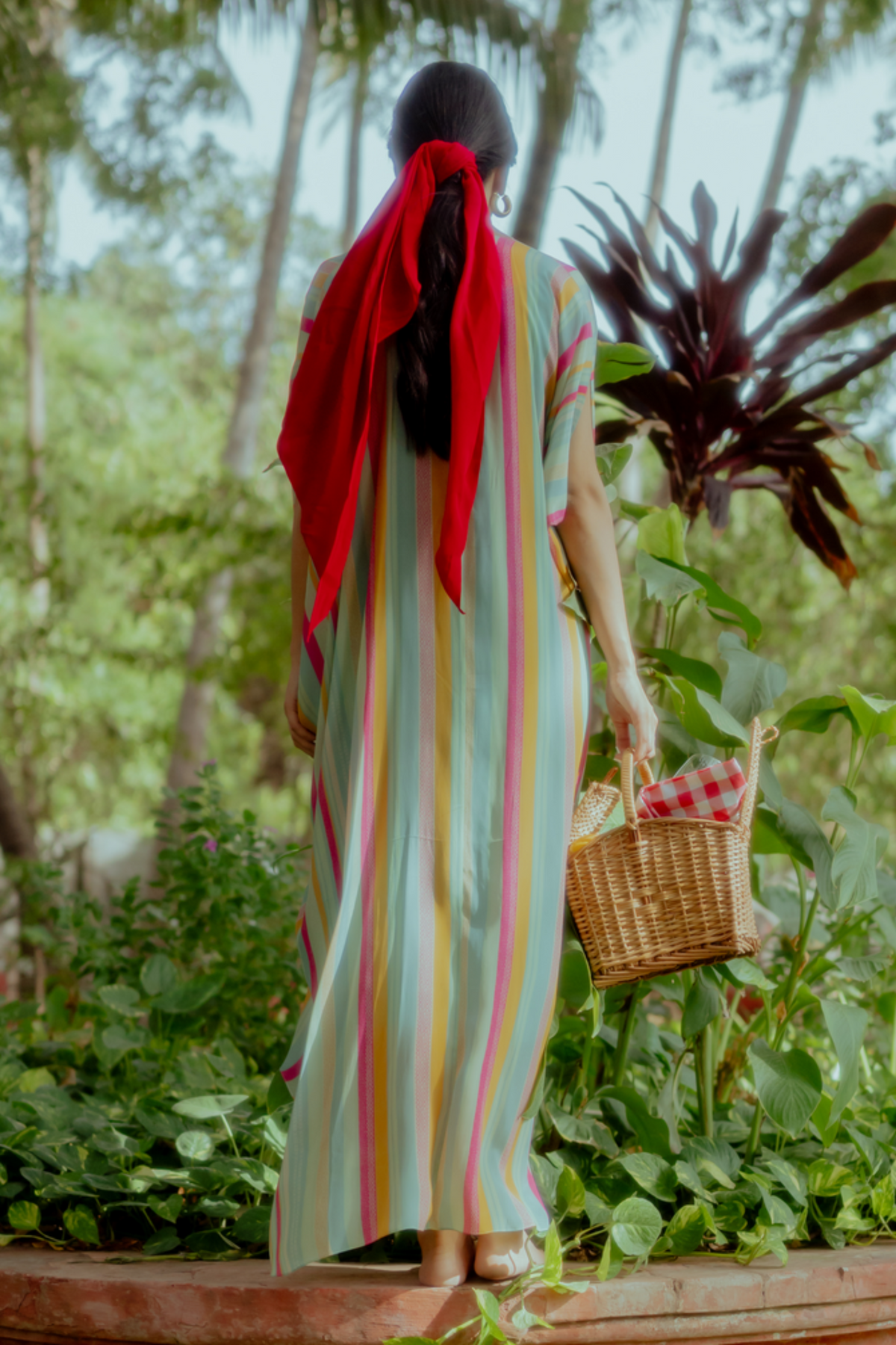 Multicolour striped kaftan