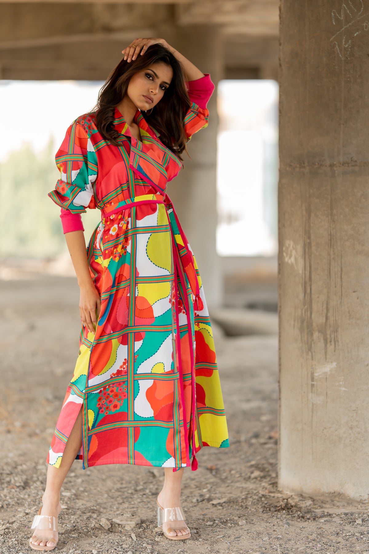 Colour Burst Trench Dress