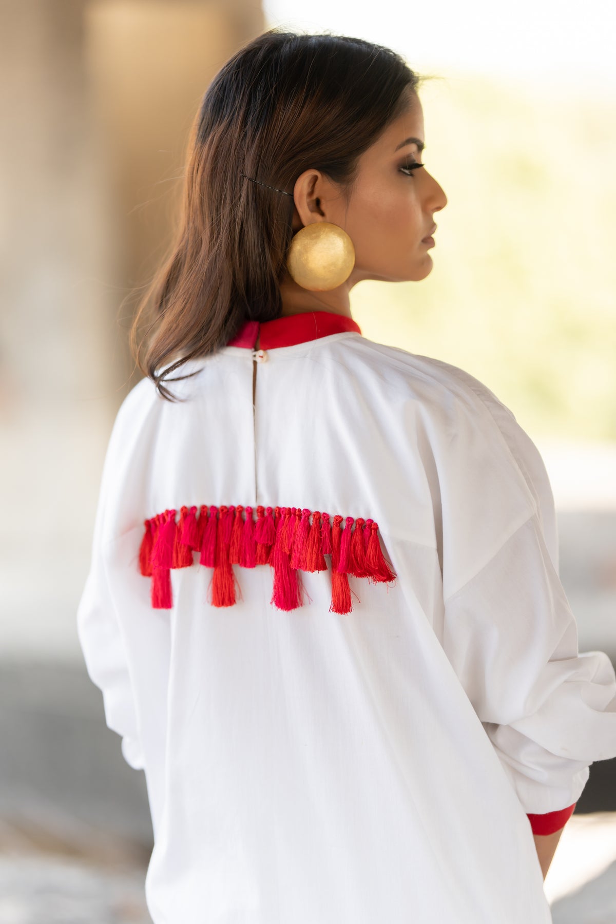 White Co-ord Set With Hibiscus