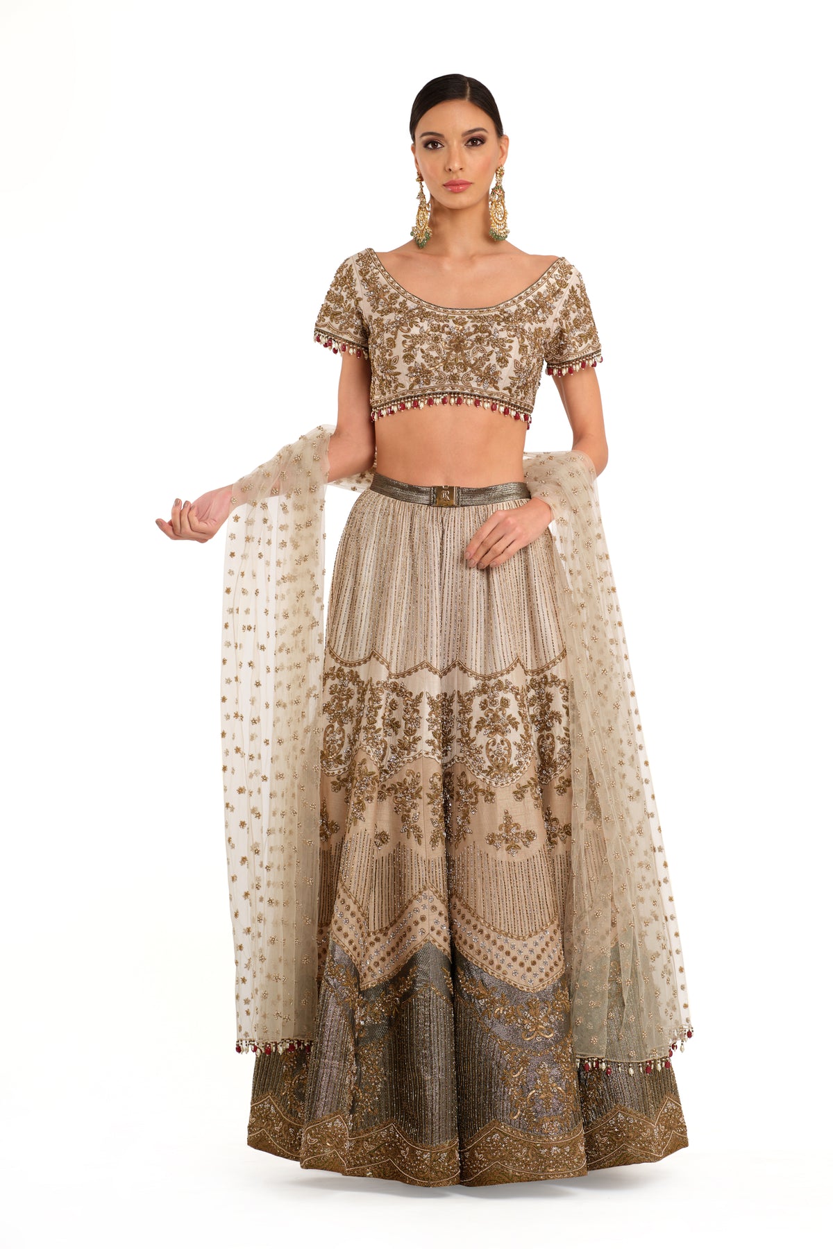 Intricate Embroidered Lehenga With Jewelled Blouse