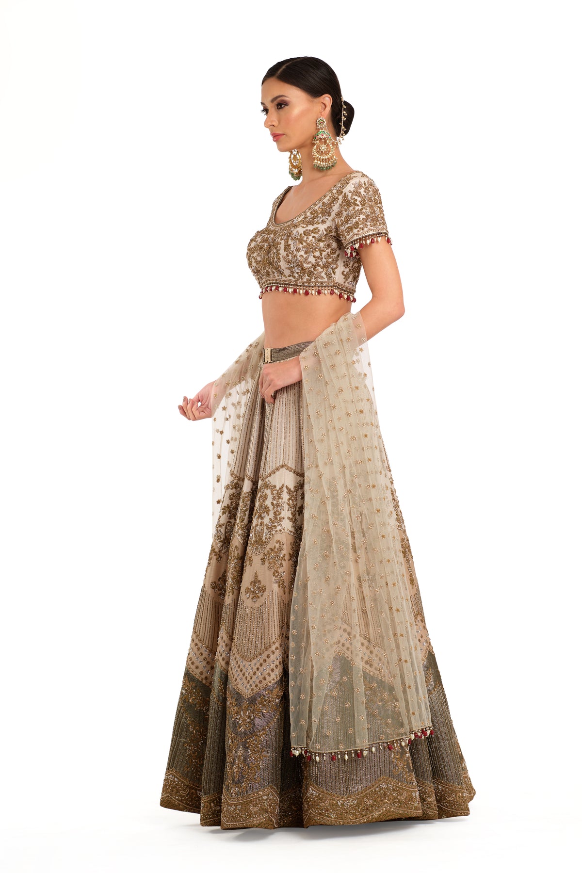 Intricate Embroidered Lehenga With Jewelled Blouse