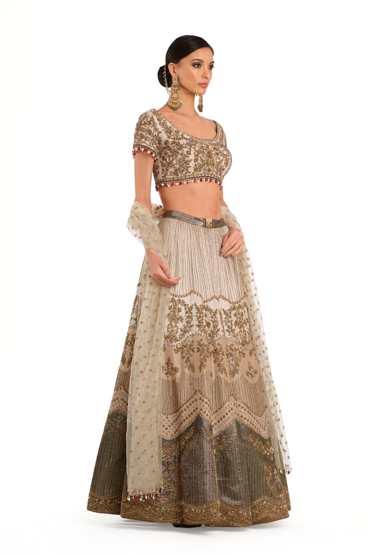 Intricate Embroidered Lehenga With Jewelled Blouse