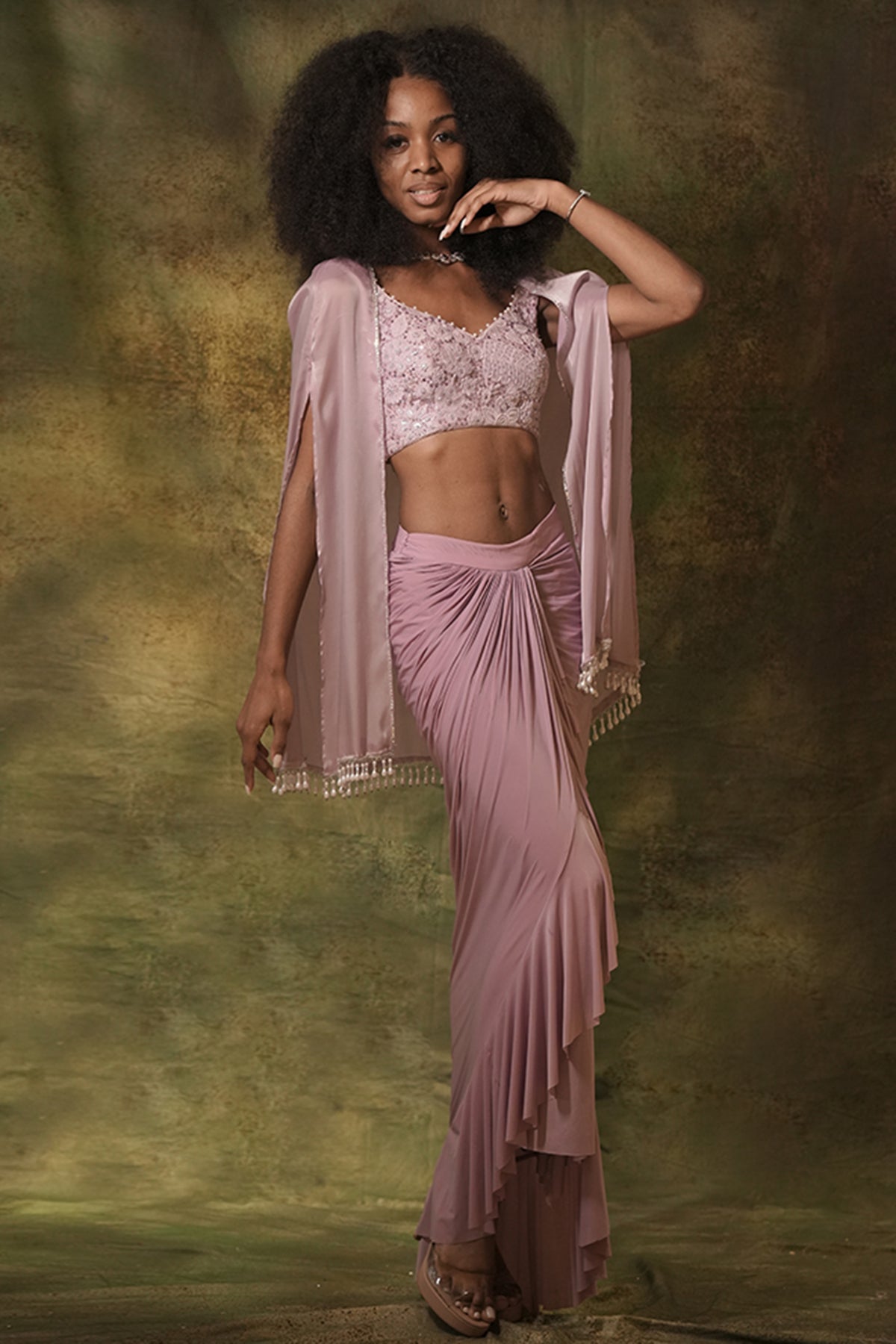 The Lilac Dhoti Set