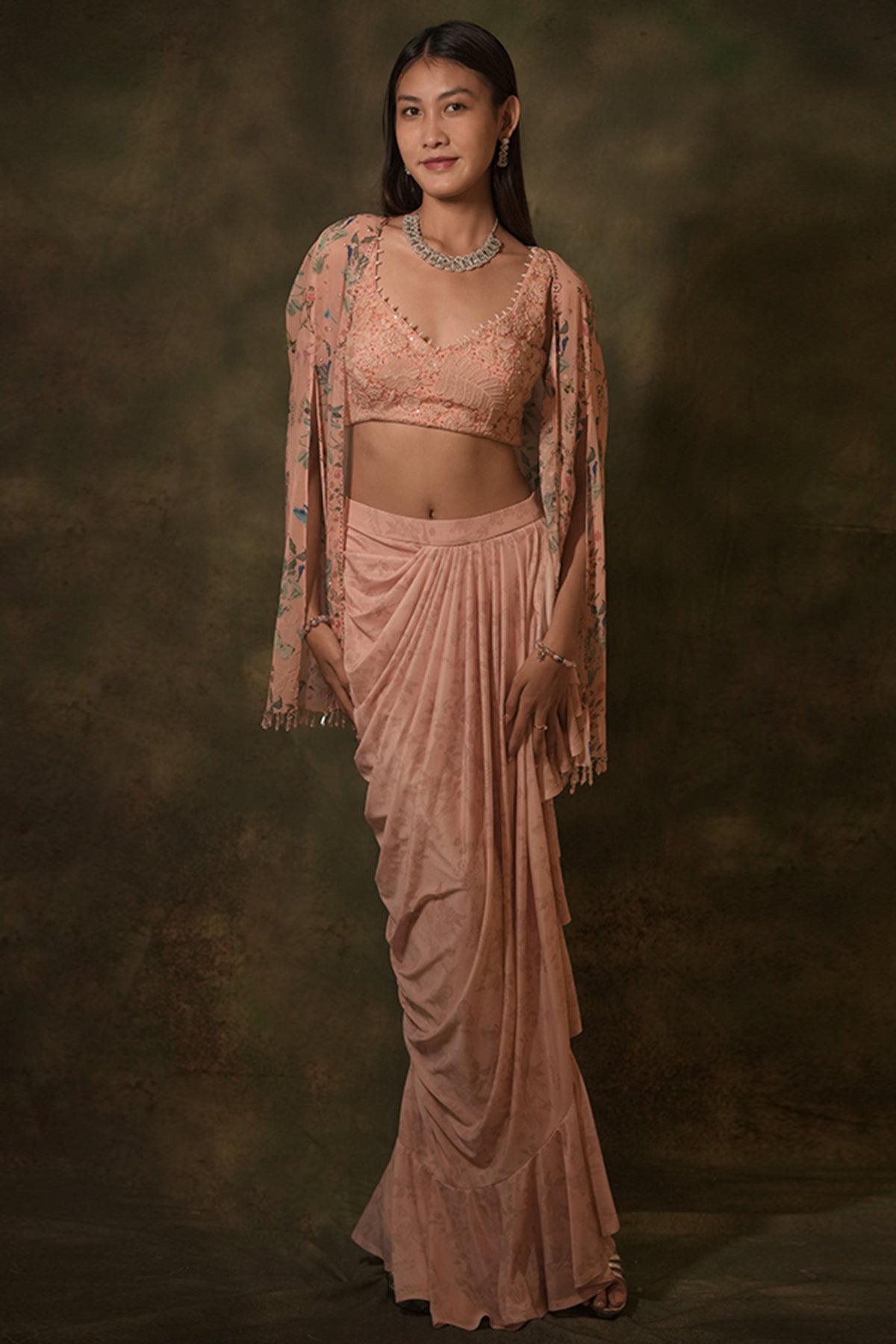 The Floral Pink Dhoti Set