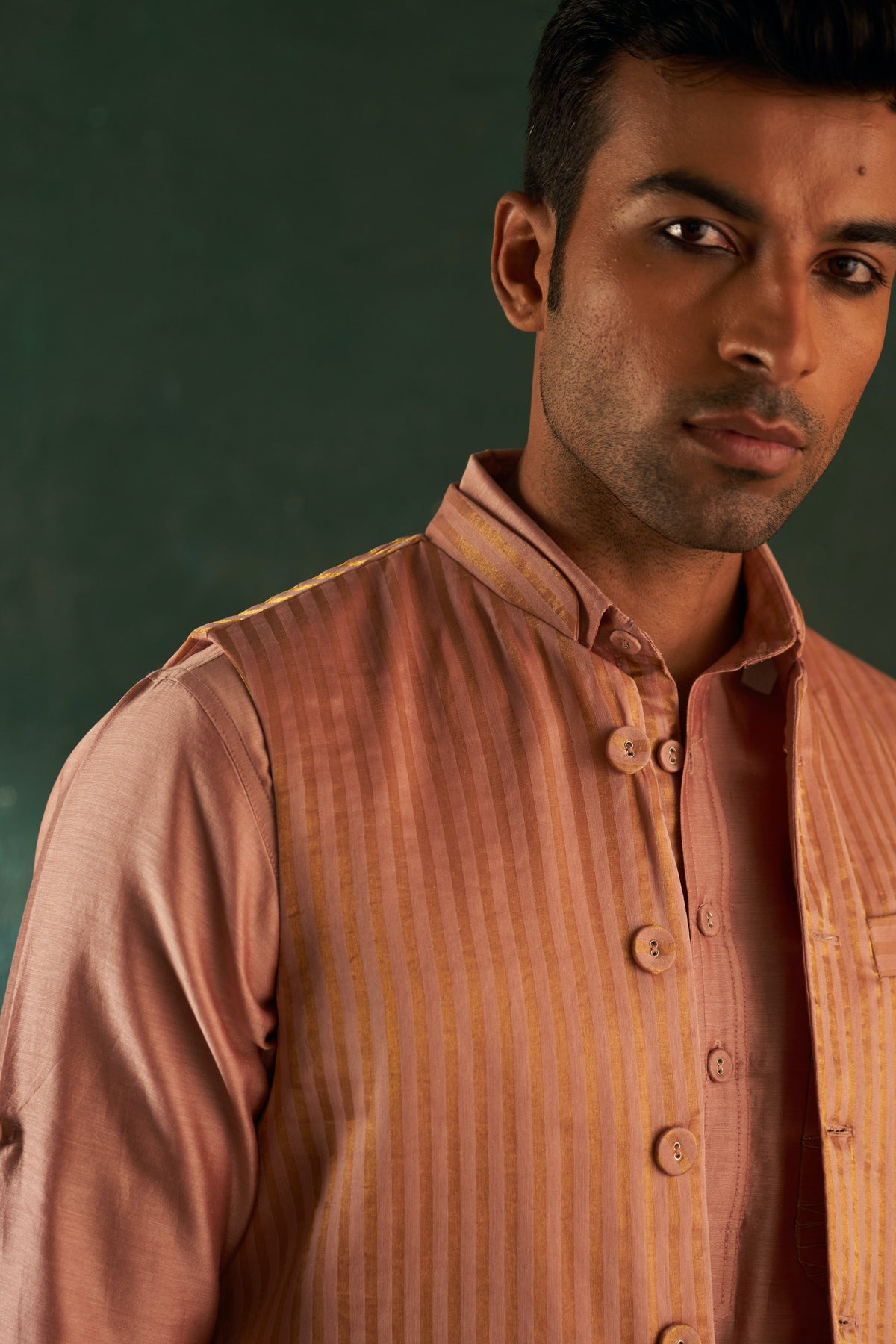 Rose Pink Pathani Kurta Set with Jacket