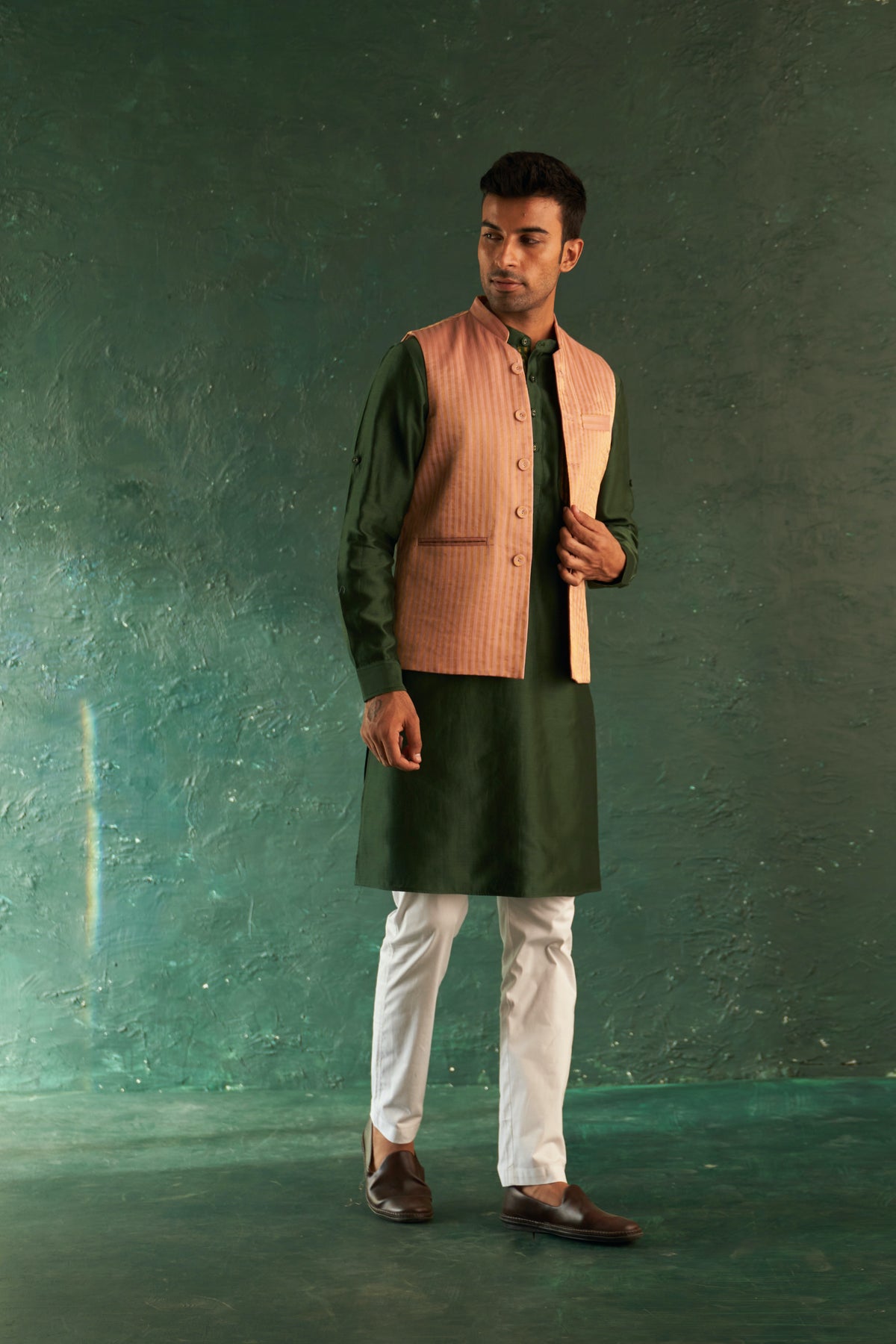 Deep Green Kurta Set with Jacket