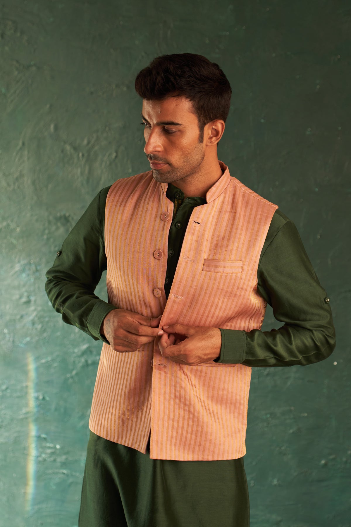 Deep Green Kurta Set with Jacket