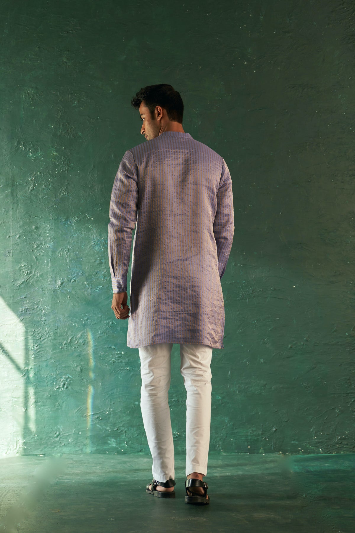 Midas Lavender Tissue Stripe Kurta With Pant