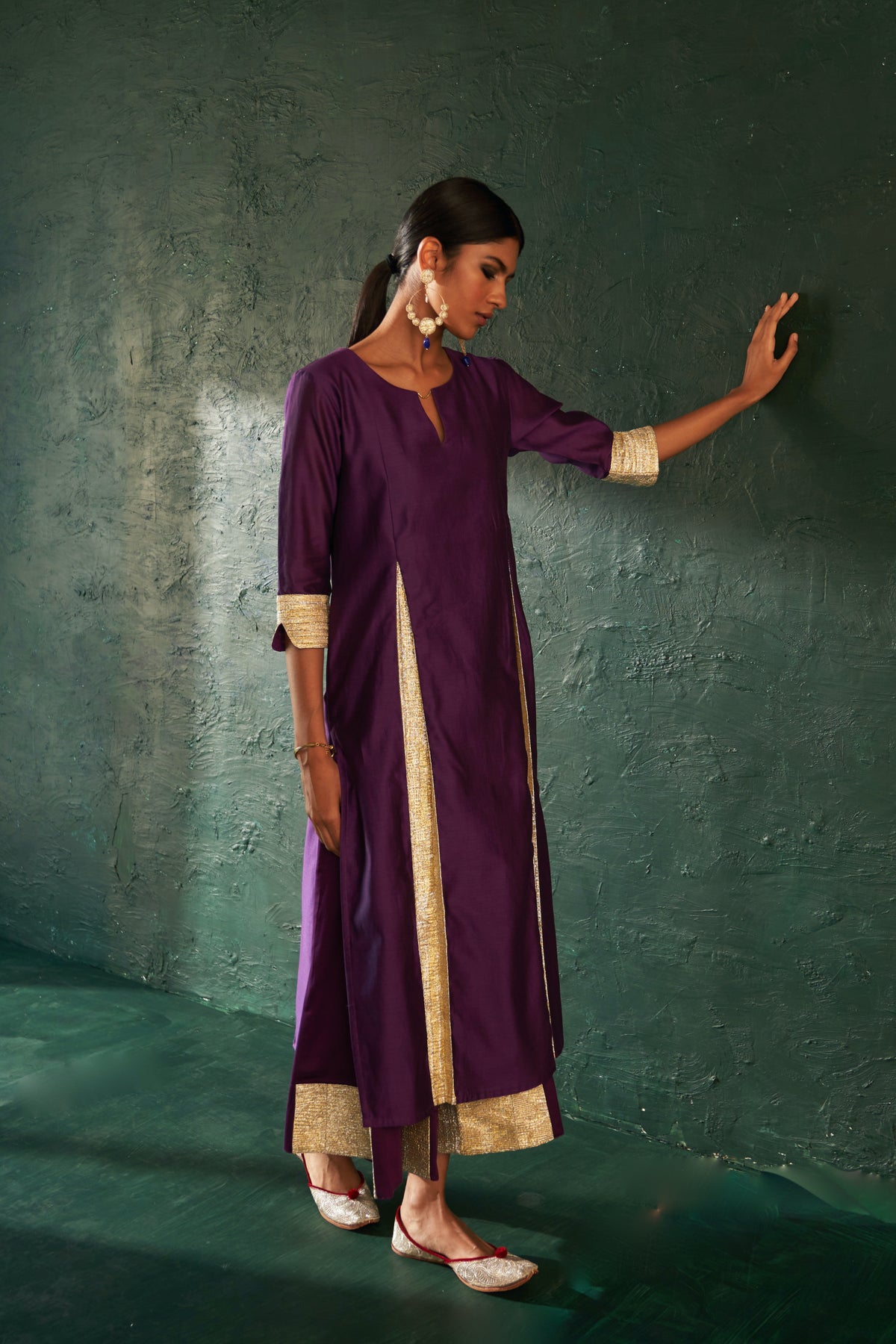 Midas Purple Chanderi Kurta set