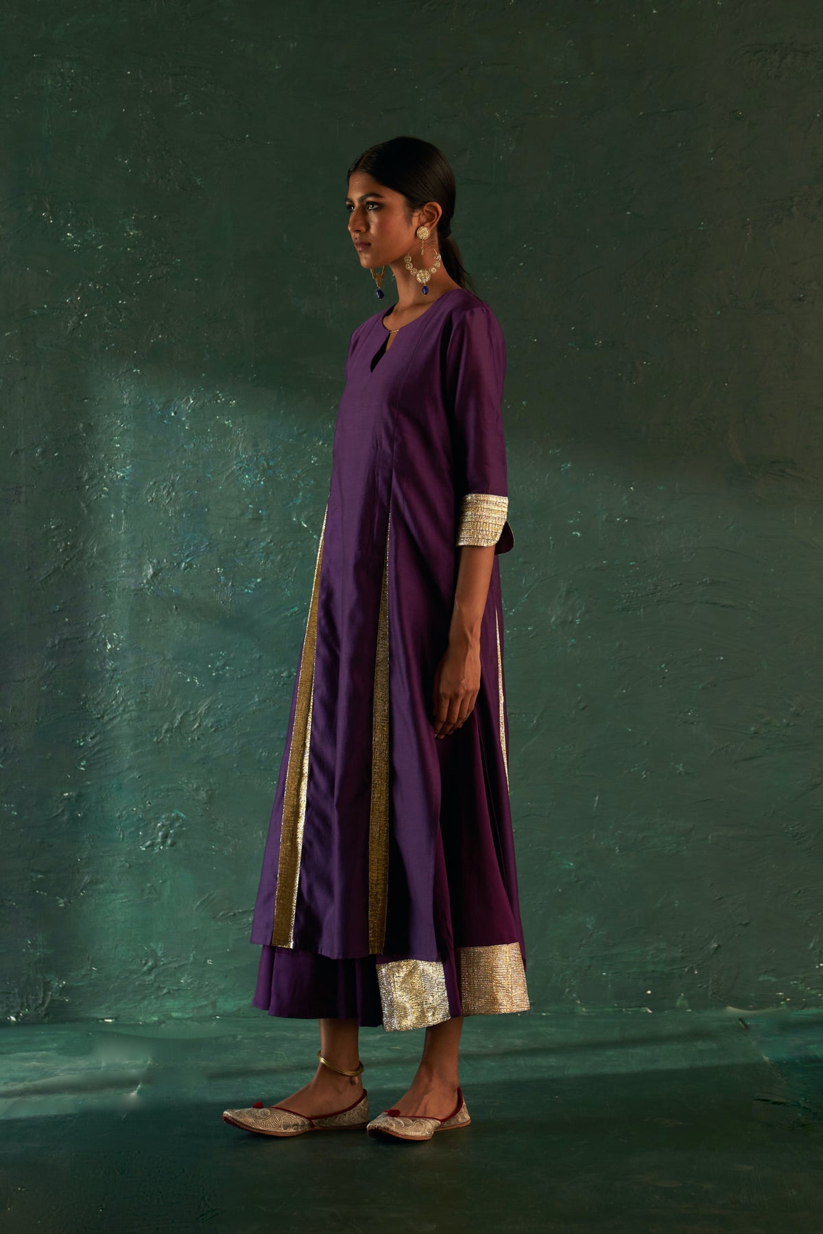 Midas Purple Chanderi Kurta set