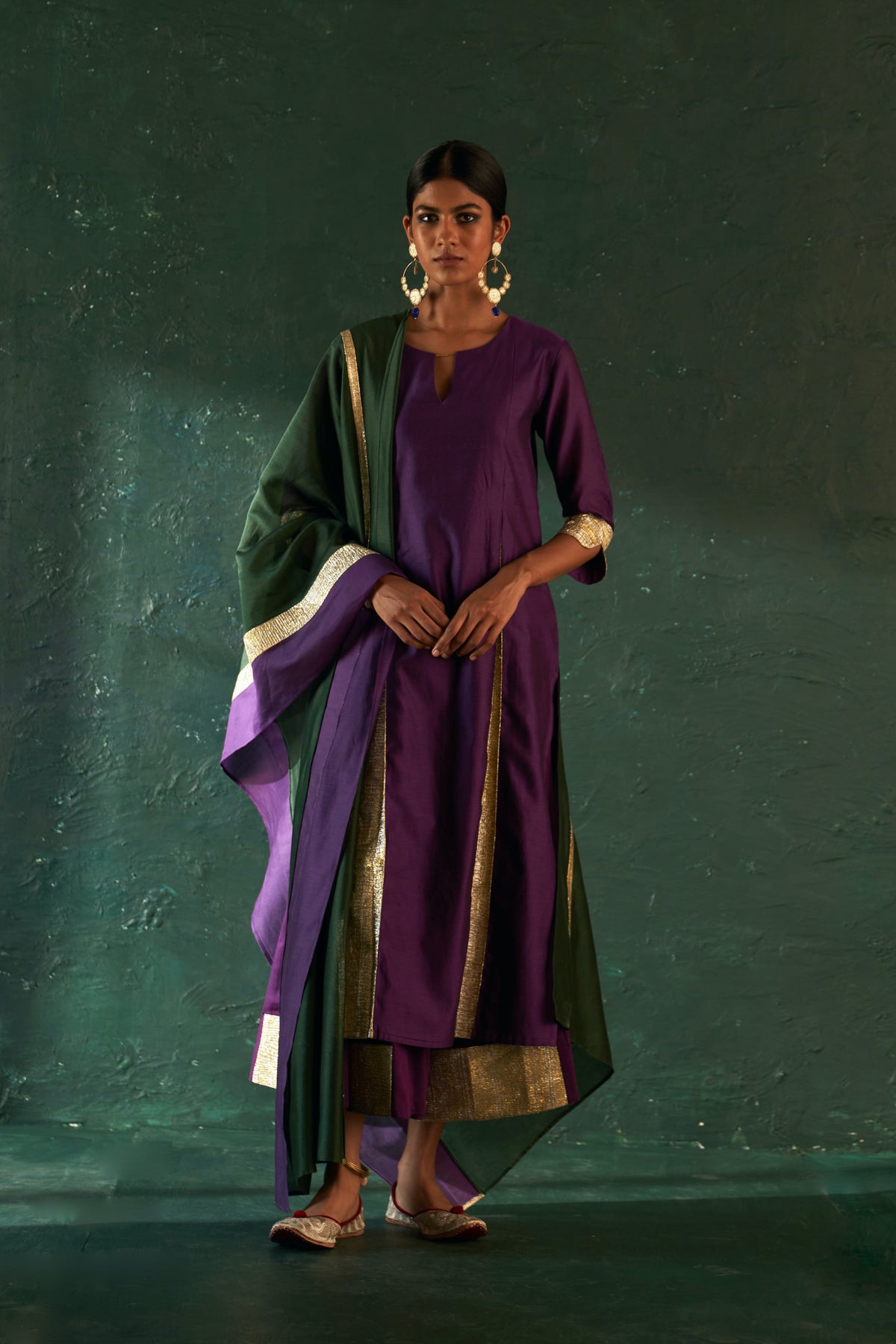 Midas Purple Chanderi Kurta set