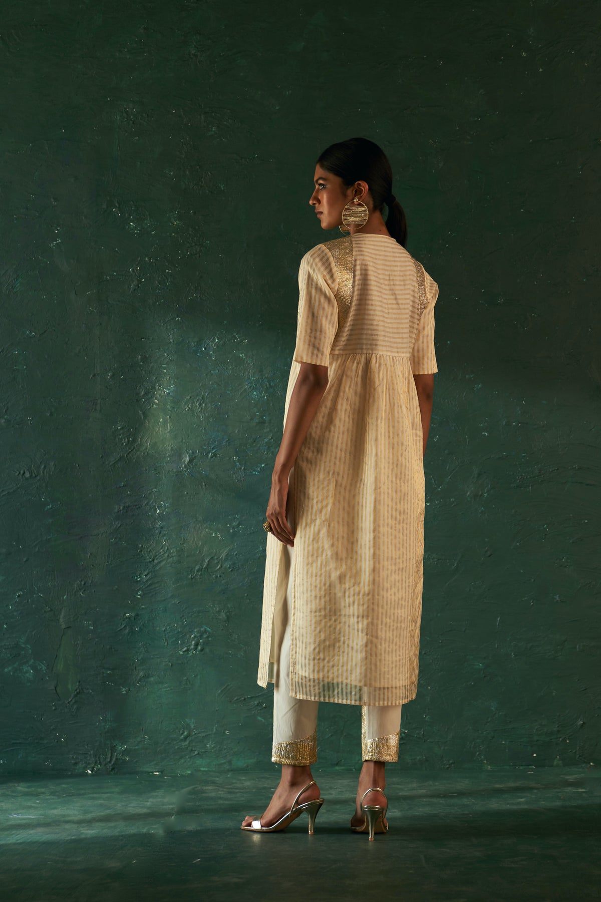 Midas Ivory Tissue Stripe Kurta set