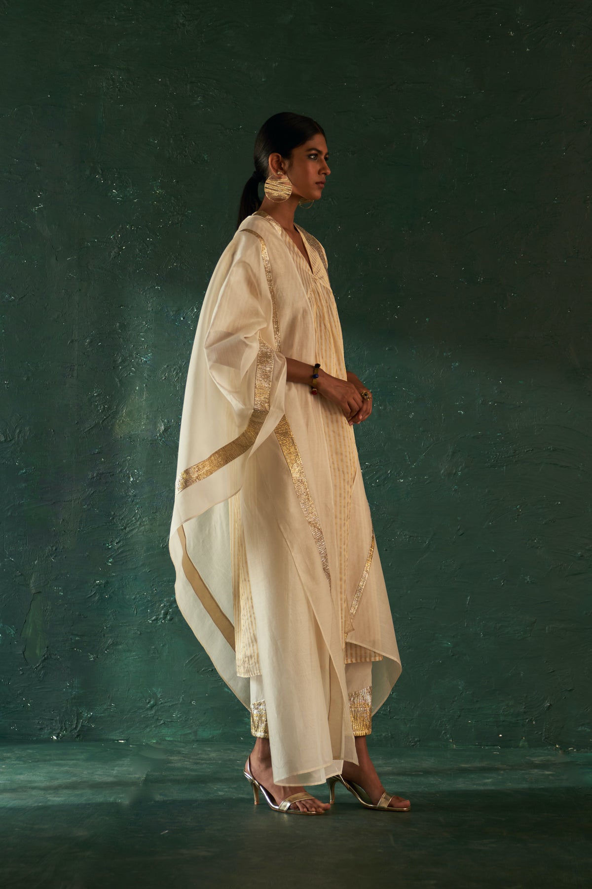 Midas Ivory Tissue Stripe Kurta set