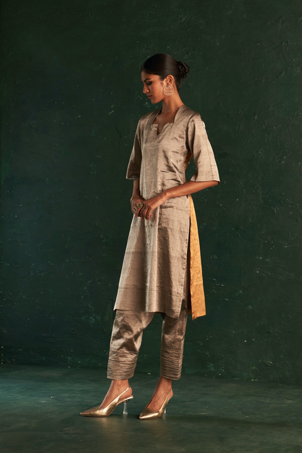 Midas Maple Leaf Neck Tissue Kurta set